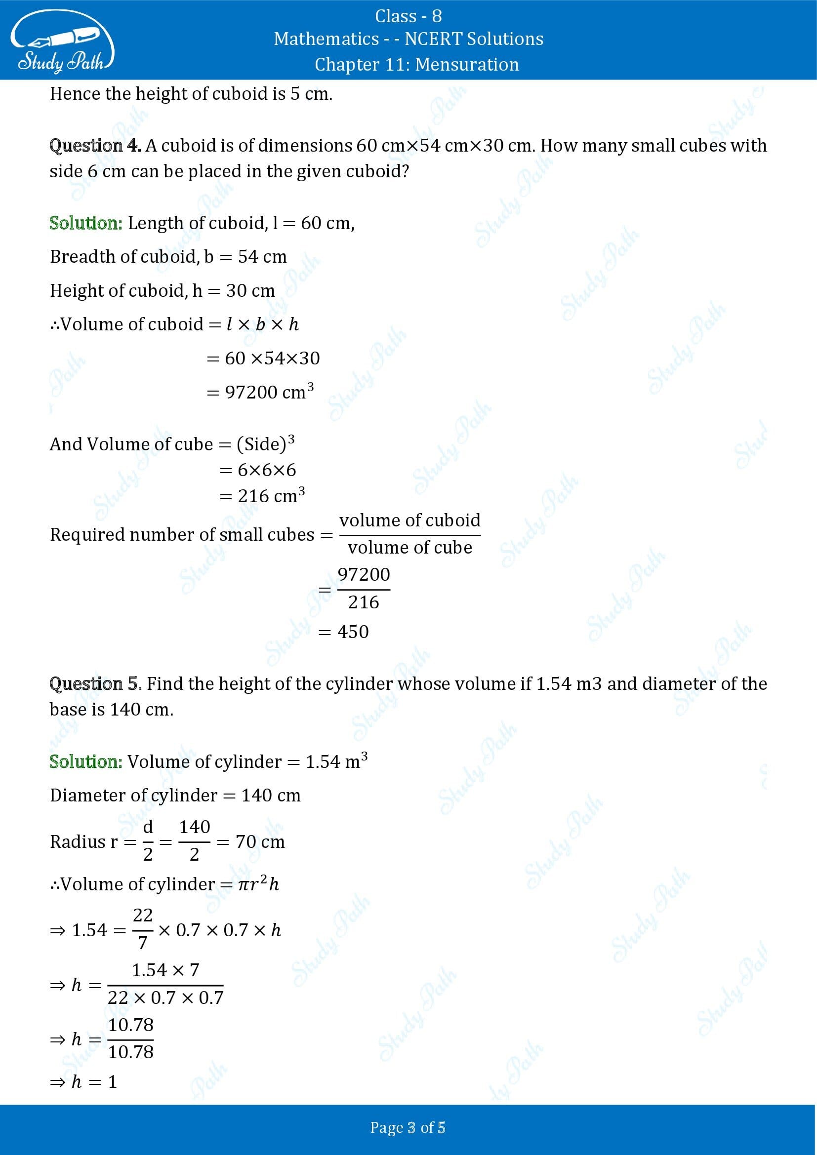 NCERT Solutions for Class 8 Maths Chapter 11 Mensuration Exercise 11.4 00003
