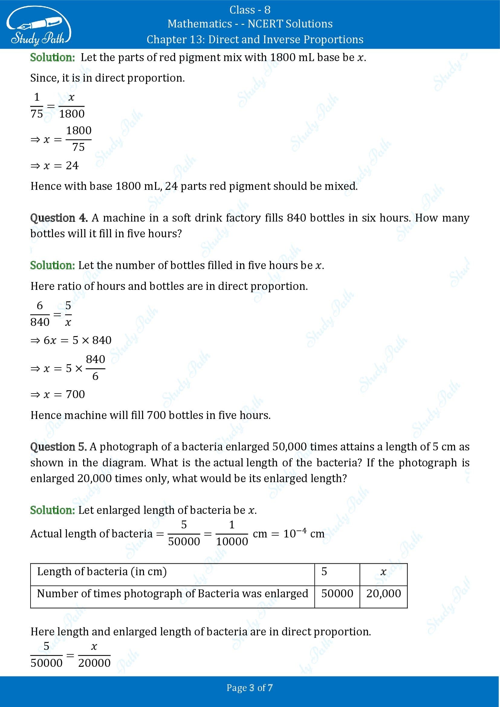 NCERT Solutions for Class 8 Maths Chapter 13 Direct and Inverse Proportions Exercise 13.1 00003
