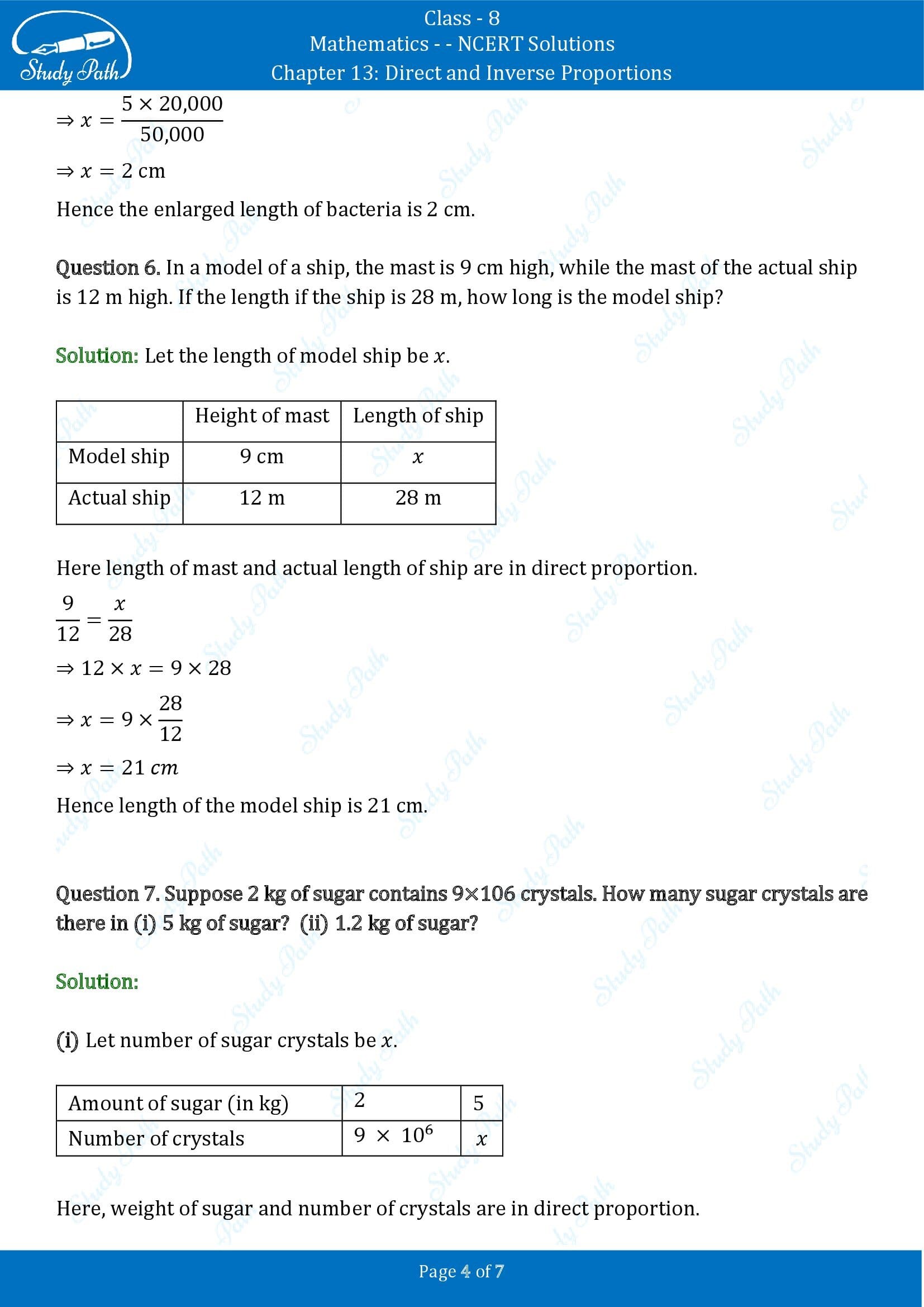 NCERT Solutions for Class 8 Maths Chapter 13 Direct and Inverse Proportions Exercise 13.1 00004