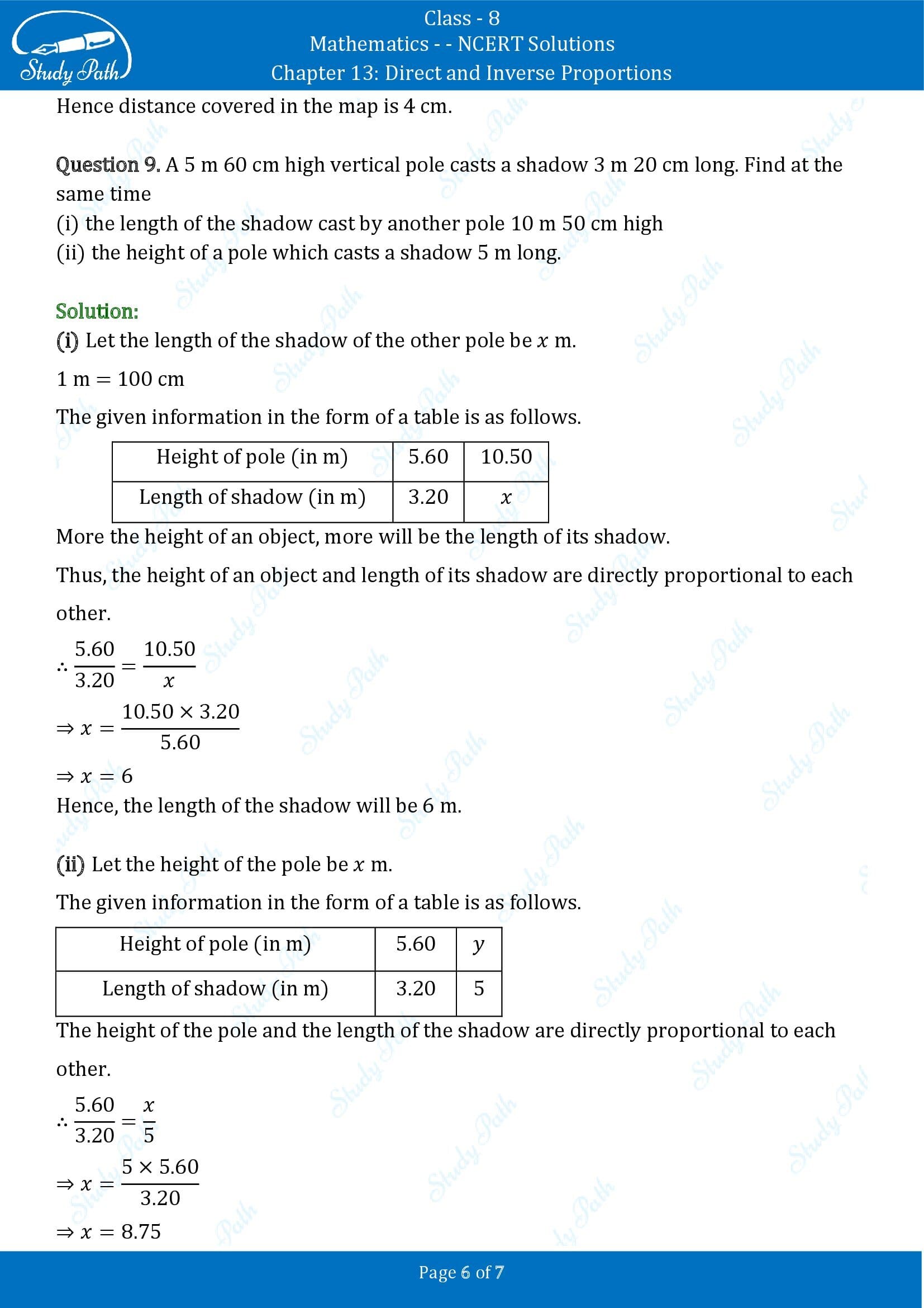 NCERT Solutions for Class 8 Maths Chapter 13 Direct and Inverse Proportions Exercise 13.1 00006