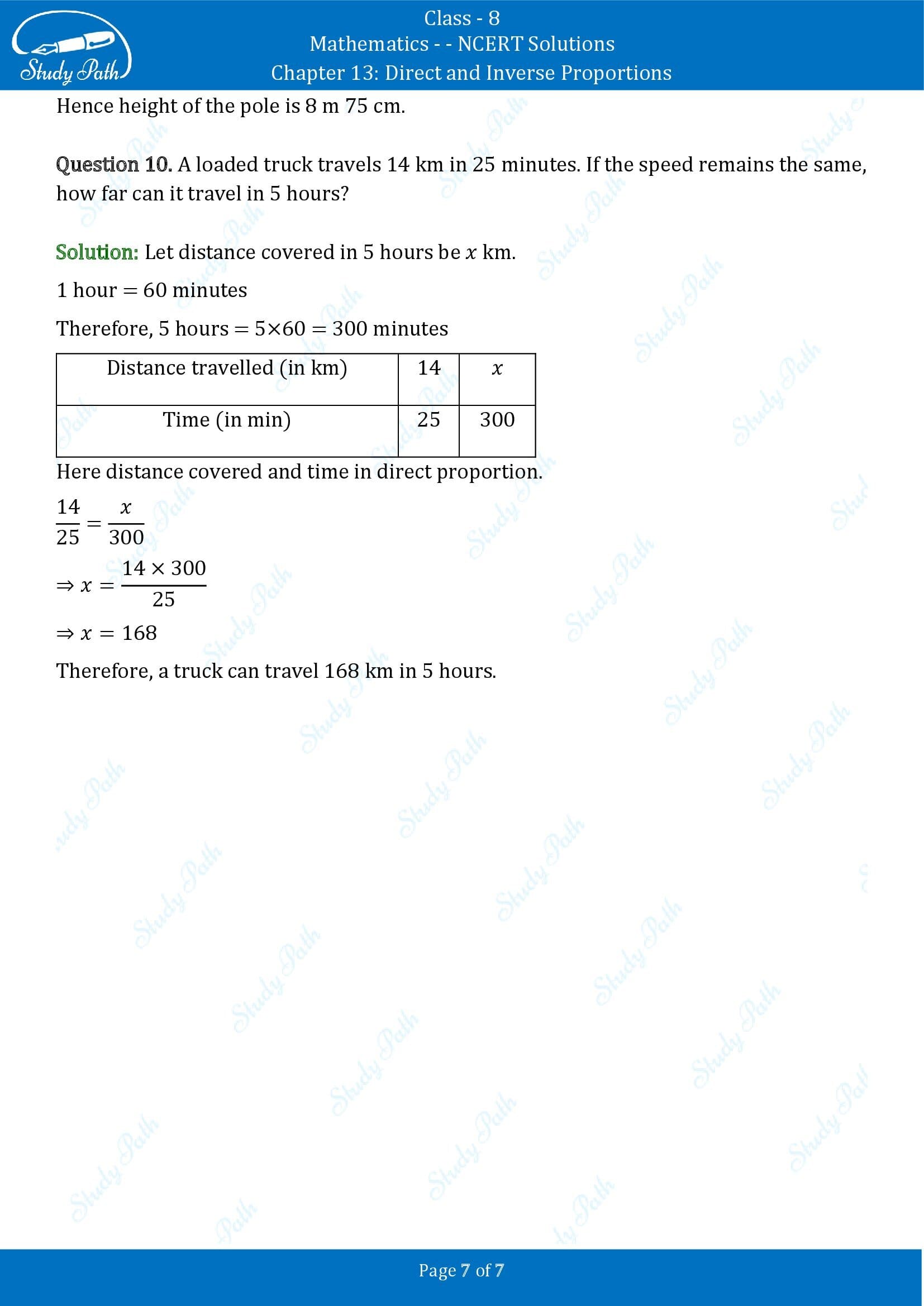 NCERT Solutions for Class 8 Maths Chapter 13 Direct and Inverse Proportions Exercise 13.1 00007