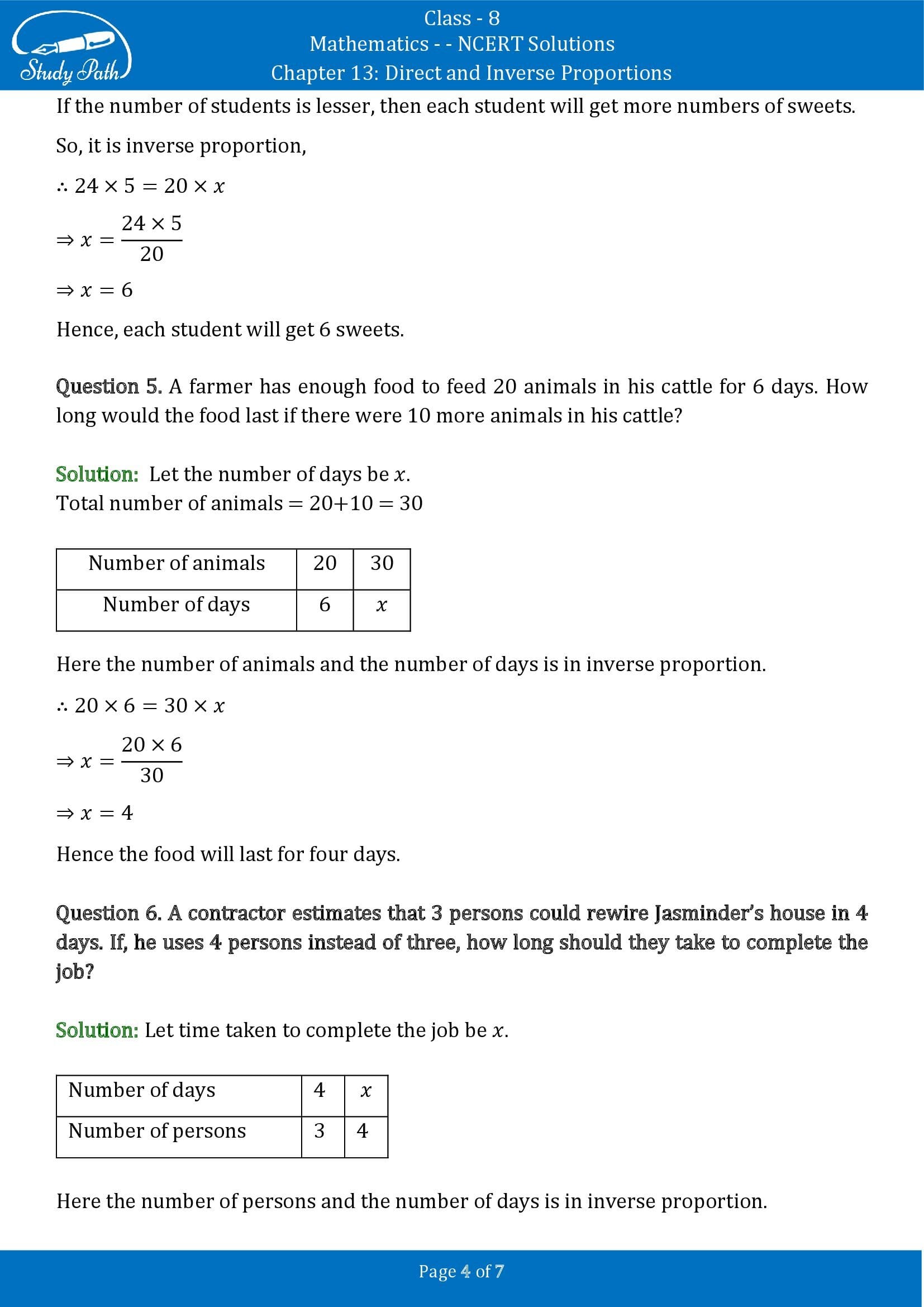 NCERT Solutions for Class 8 Maths Chapter 13 Direct and Inverse Proportions Exercise 13.2 00004