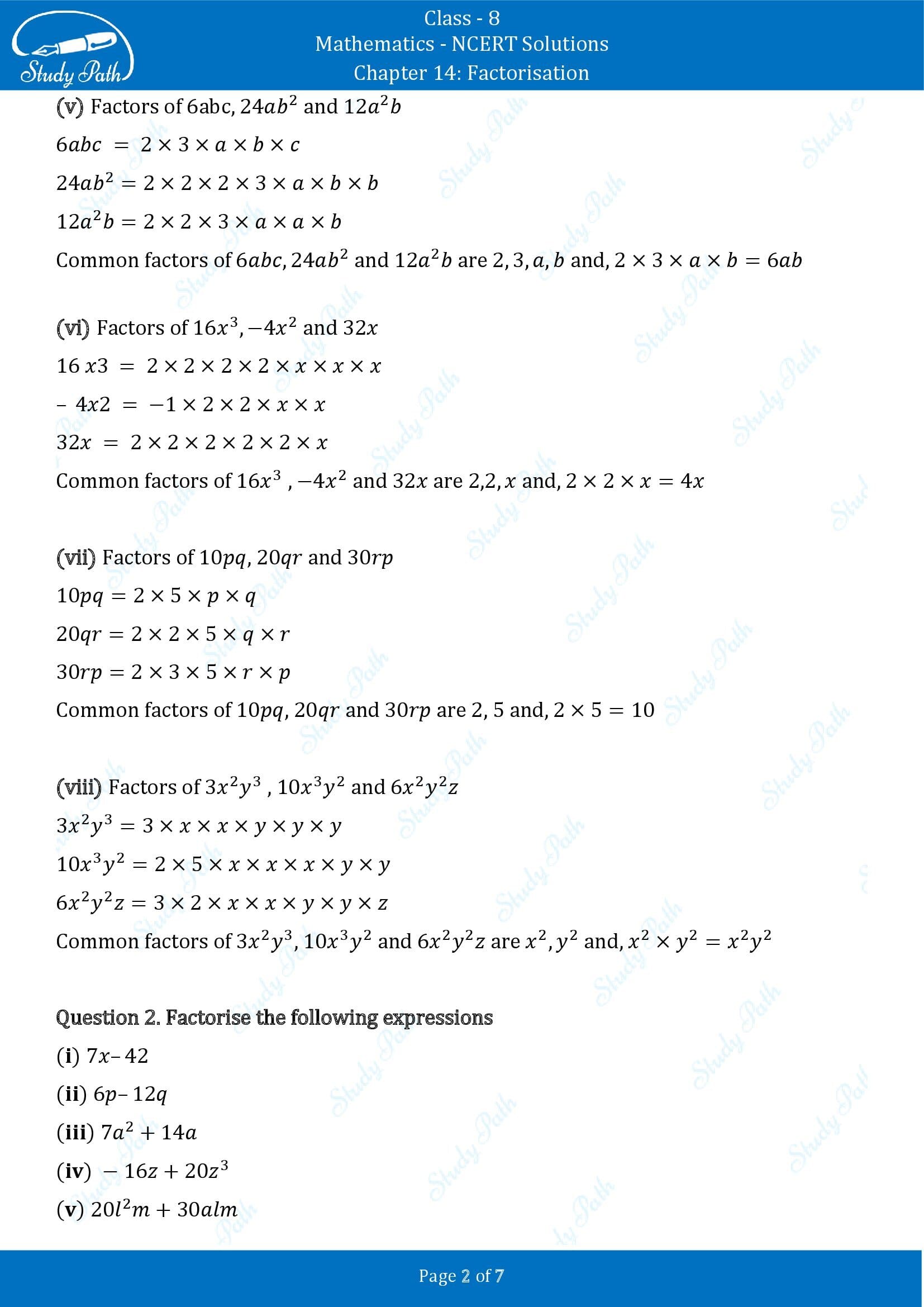 NCERT Solutions for Class 8 Maths Chapter 14 Factorisation Exercise 14.1 00002
