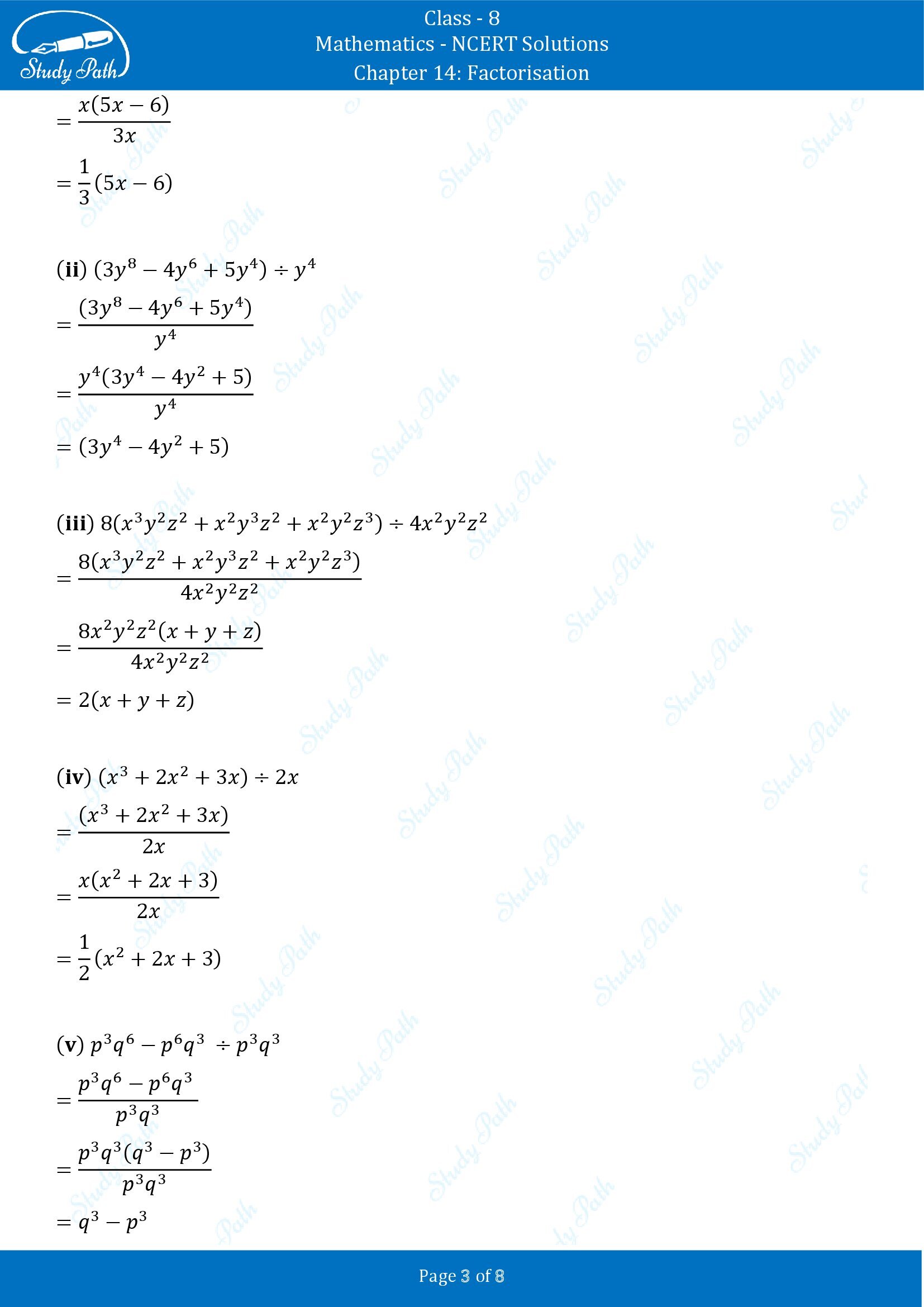 NCERT Solutions for Class 8 Maths Chapter 14 Factorisation Exercise 14.3 00003