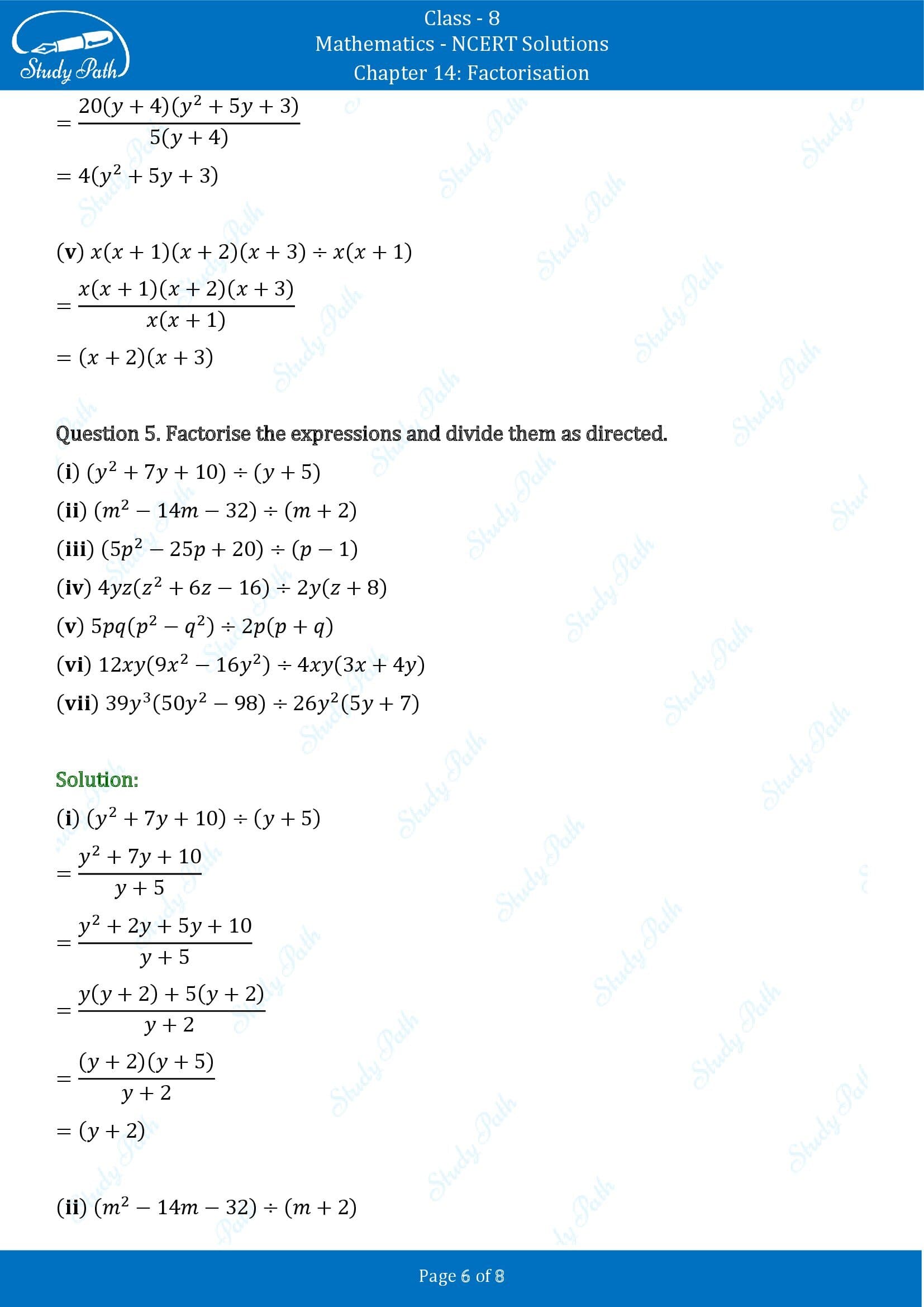 NCERT Solutions for Class 8 Maths Chapter 14 Factorisation Exercise 14.3 00006