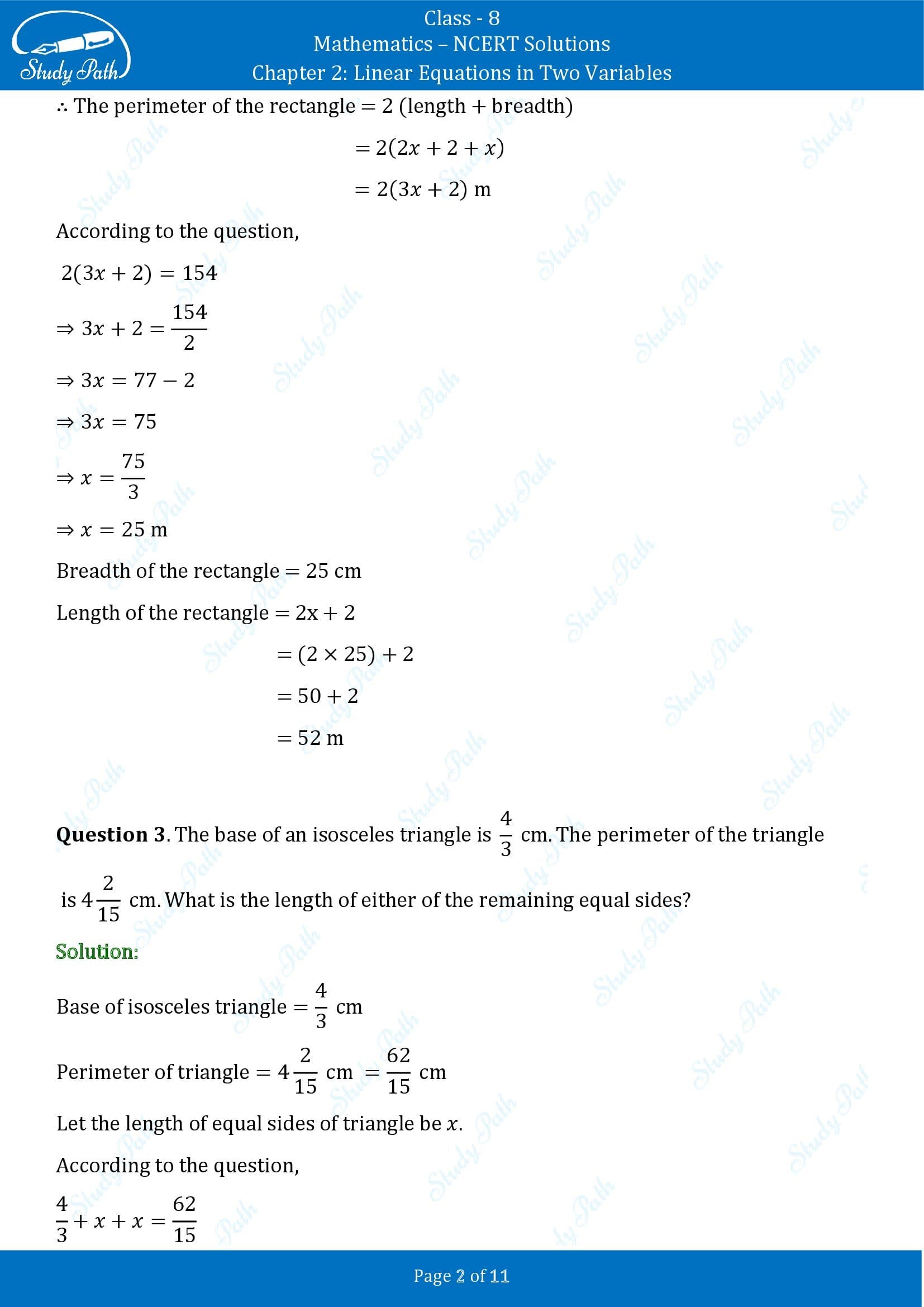 NCERT Solutions for Class 8 Maths Chapter 2 Linear Equations in Two Variables Exercise 2.2 00002