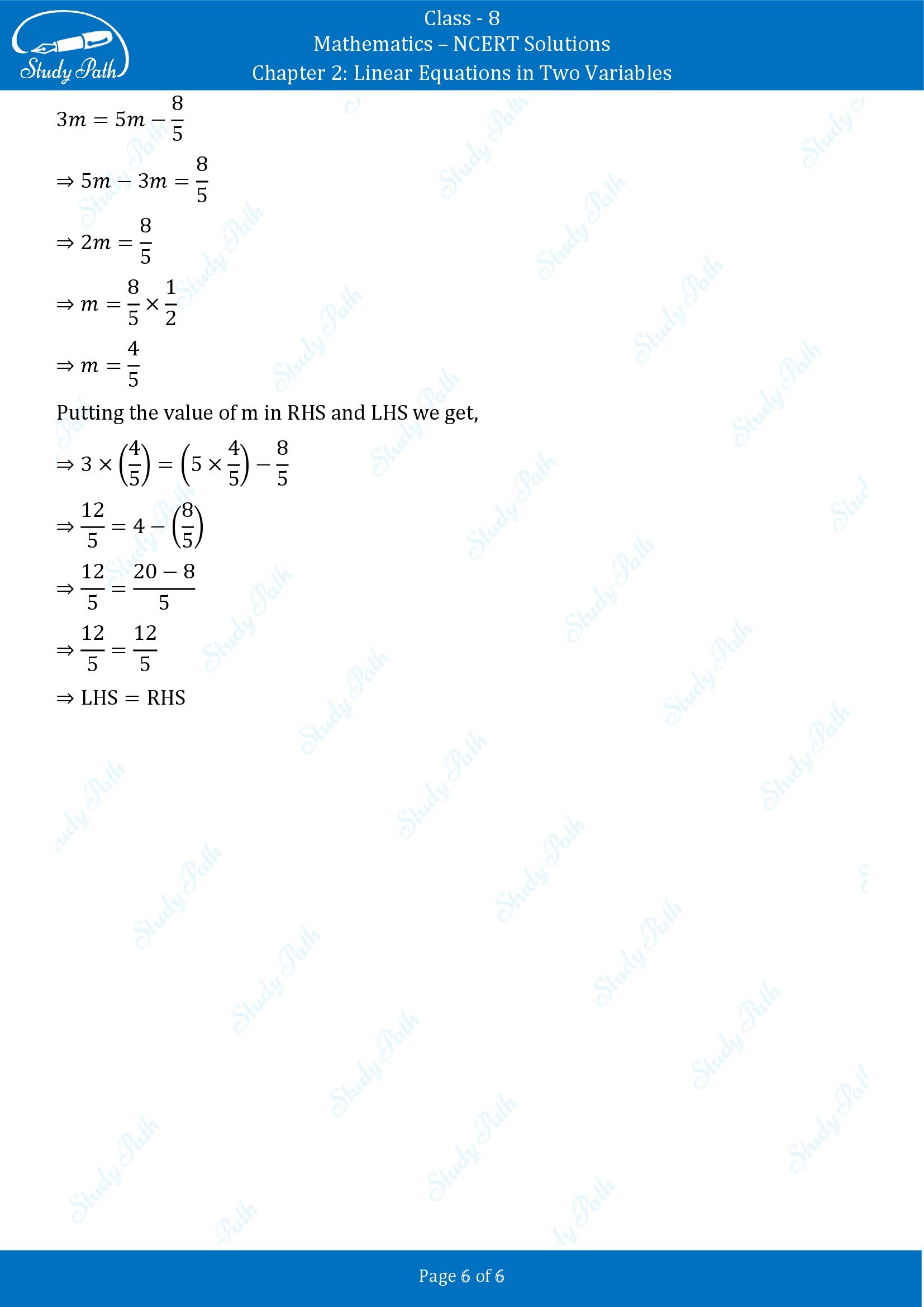 NCERT Solutions for Class 8 Maths Chapter 2 Linear Equations in Two Variables Exercise 2.3 00006