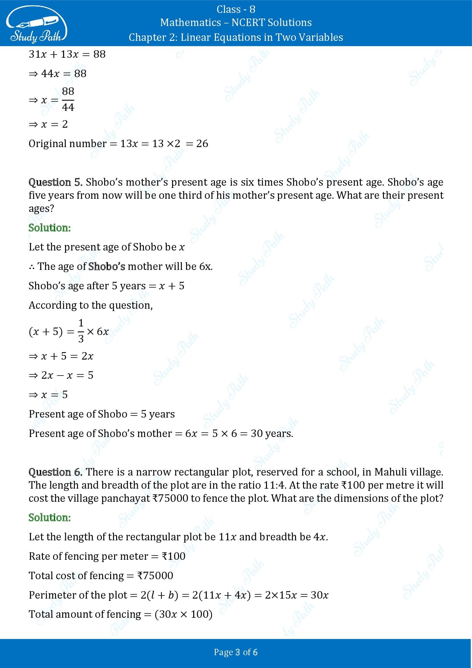 NCERT Solutions for Class 8 Maths Chapter 2 Linear Equations in Two Variables Exercise 2.4 00003
