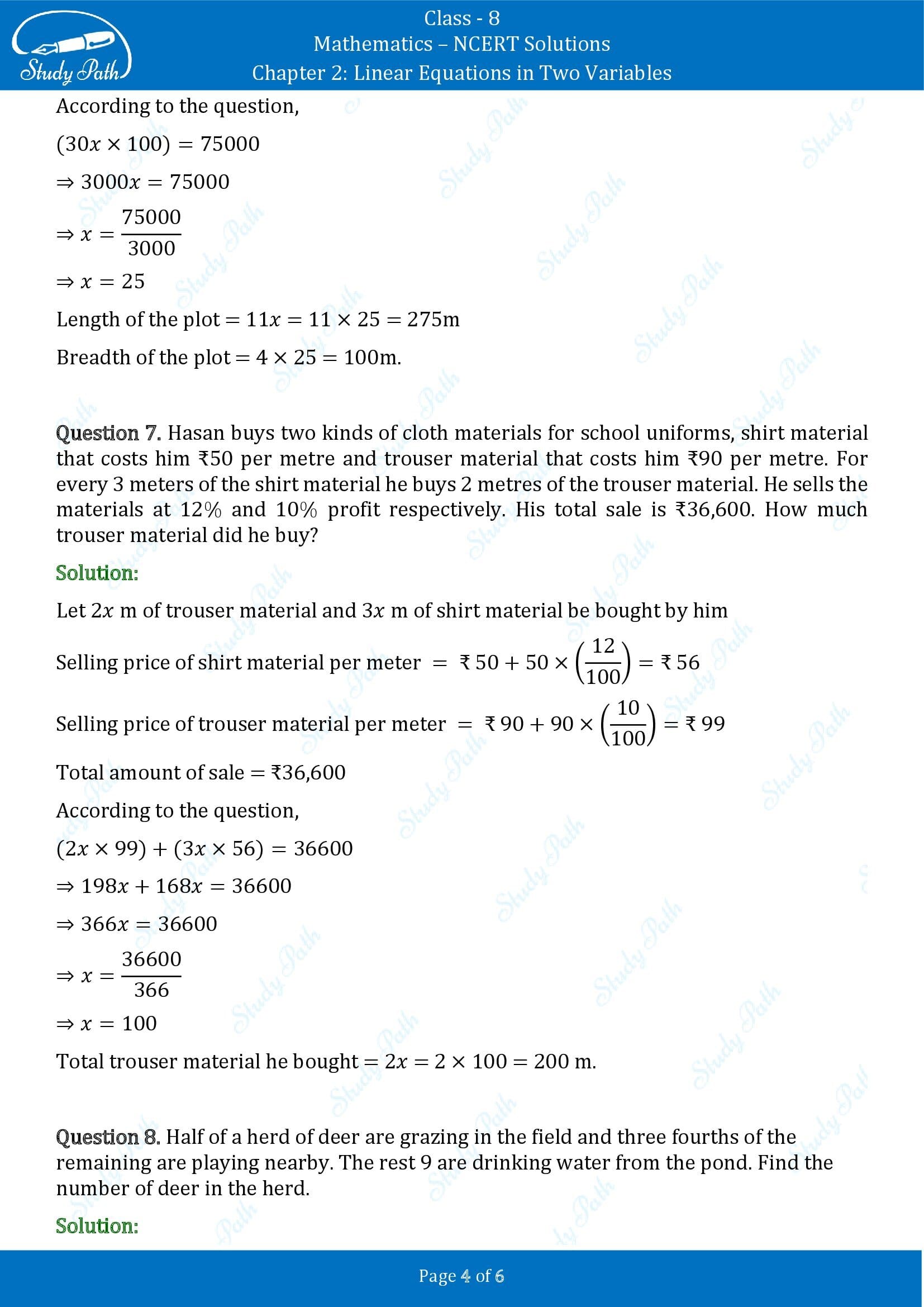NCERT Solutions for Class 8 Maths Chapter 2 Linear Equations in Two Variables Exercise 2.4 00004