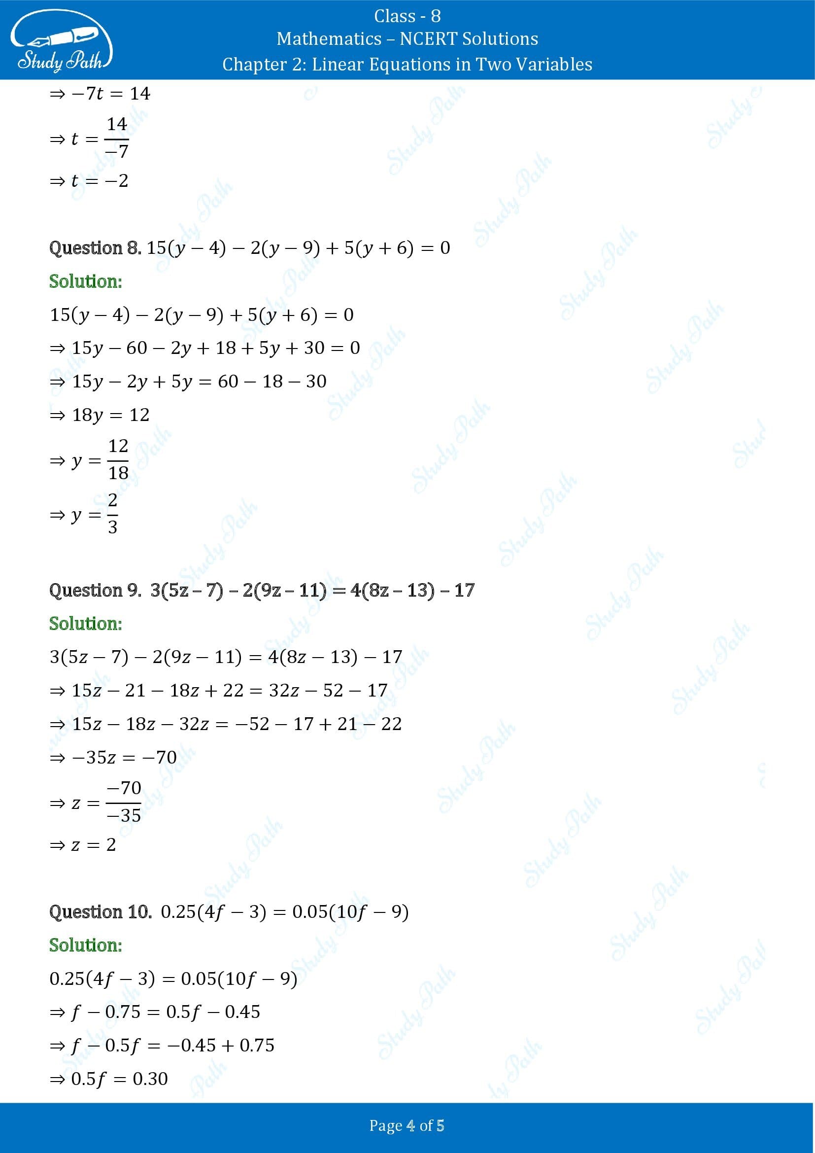 NCERT Solutions for Class 8 Maths Chapter 2 Linear Equations in Two Variables Exercise 2.5 00004