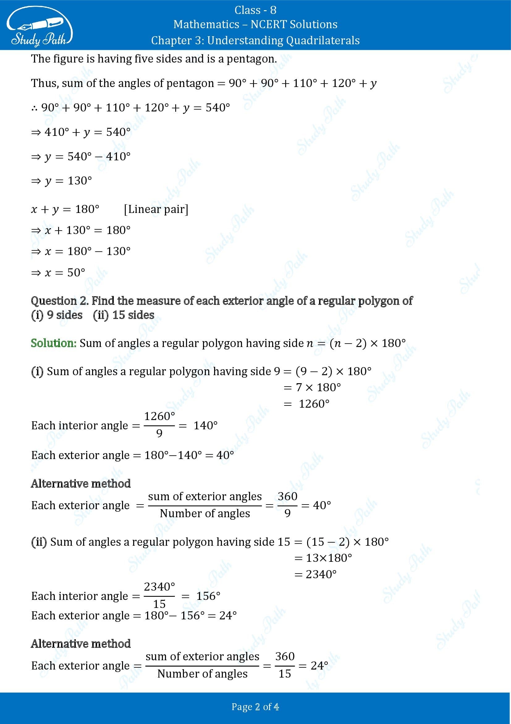 NCERT Solutions for Class 8 Maths Chapter 3 Understanding Quadrilaterals Exercise 3.2 00002