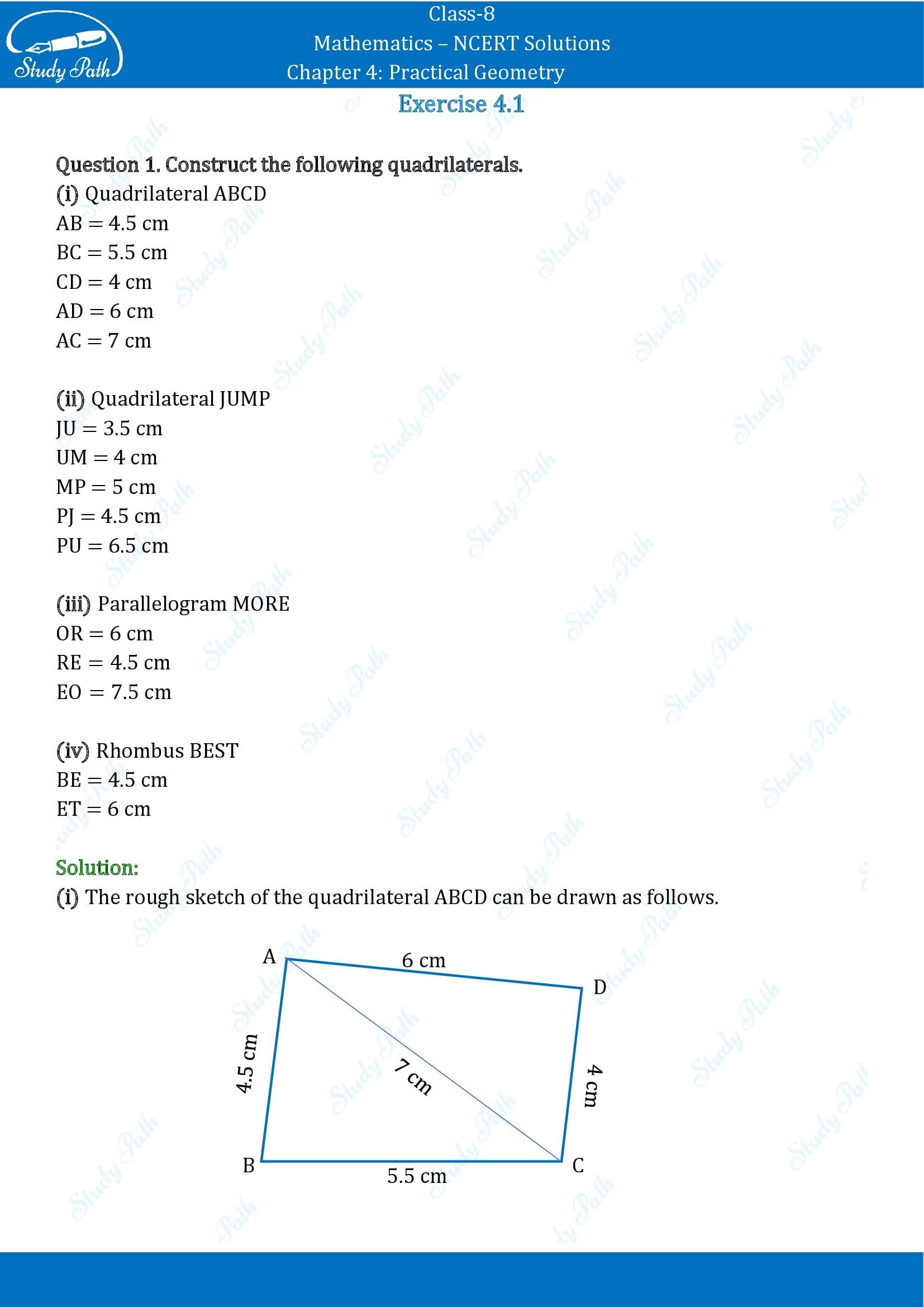 NCERT Solutions for Class 8 Maths Chapter 4 Practical Geometry Exercise 4.1 00001