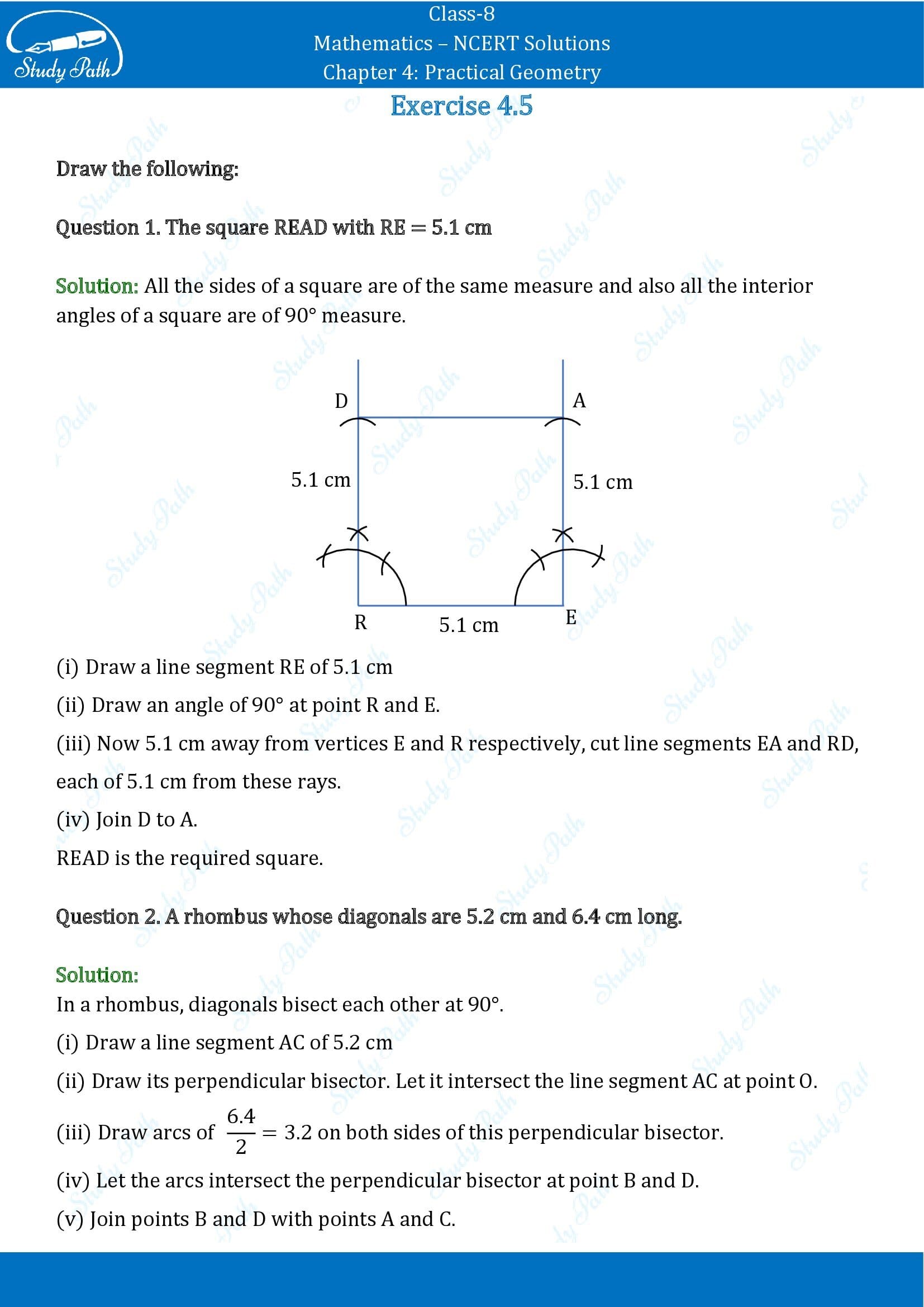 NCERT Solutions for Class 8 Maths Chapter 4 Practical Geometry Exercise 4.5 00001