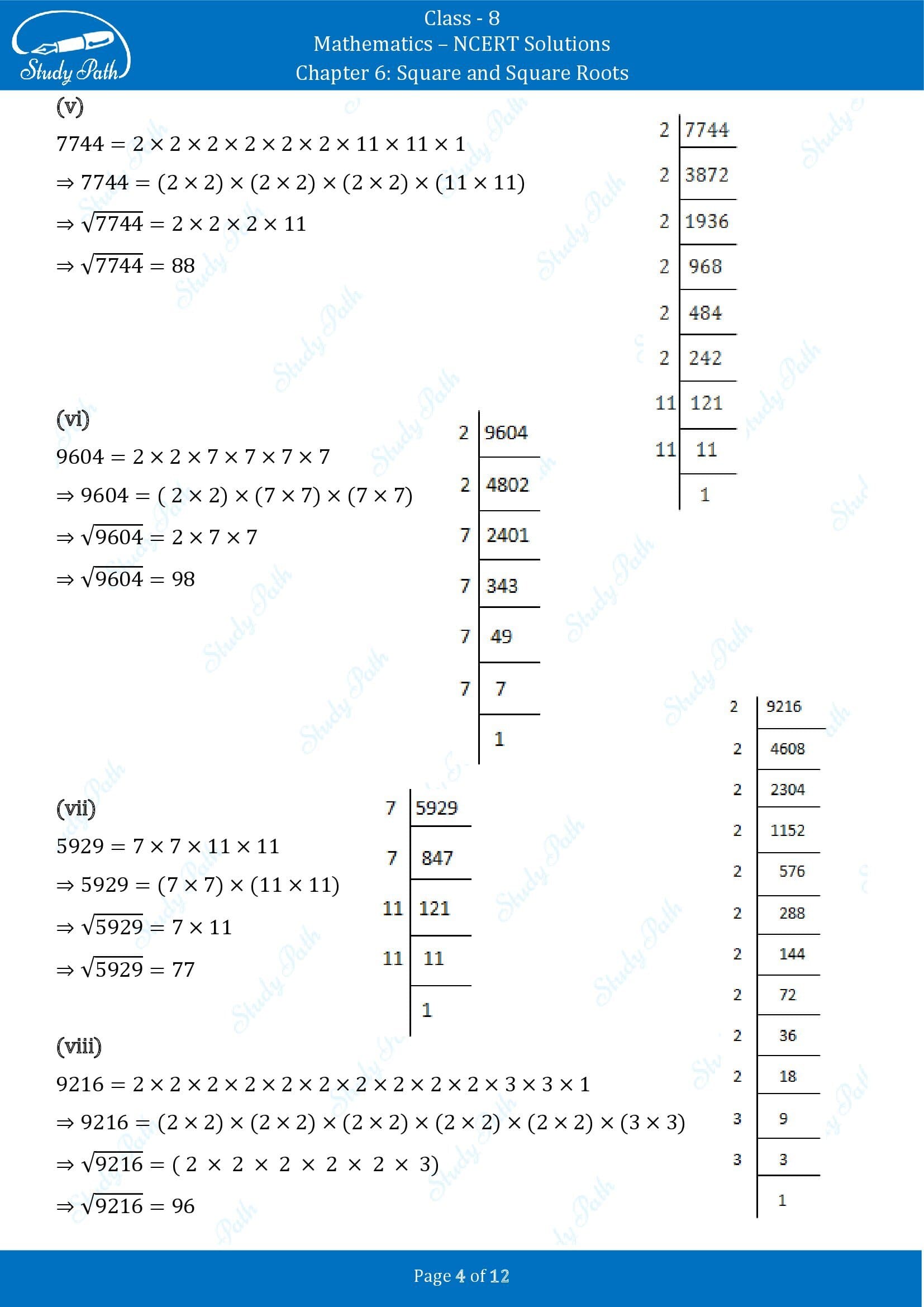 NCERT Solutions for Class 8 Maths Chapter 6 Square and Square Roots Exercise 6.3 00004