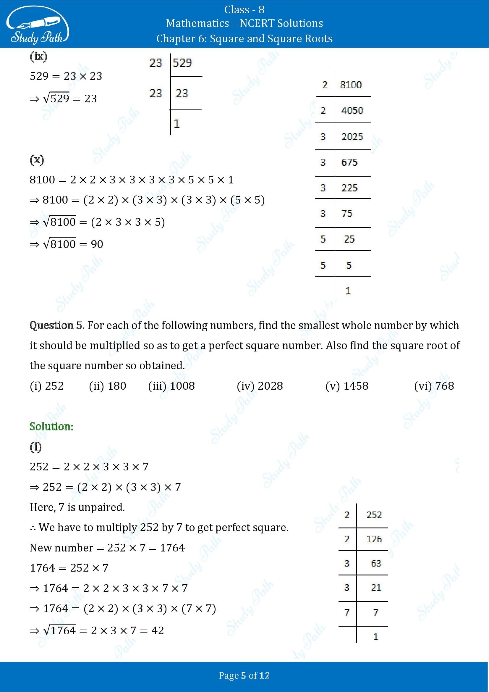 NCERT Solutions for Class 8 Maths Chapter 6 Square and Square Roots Exercise 6.3 00005