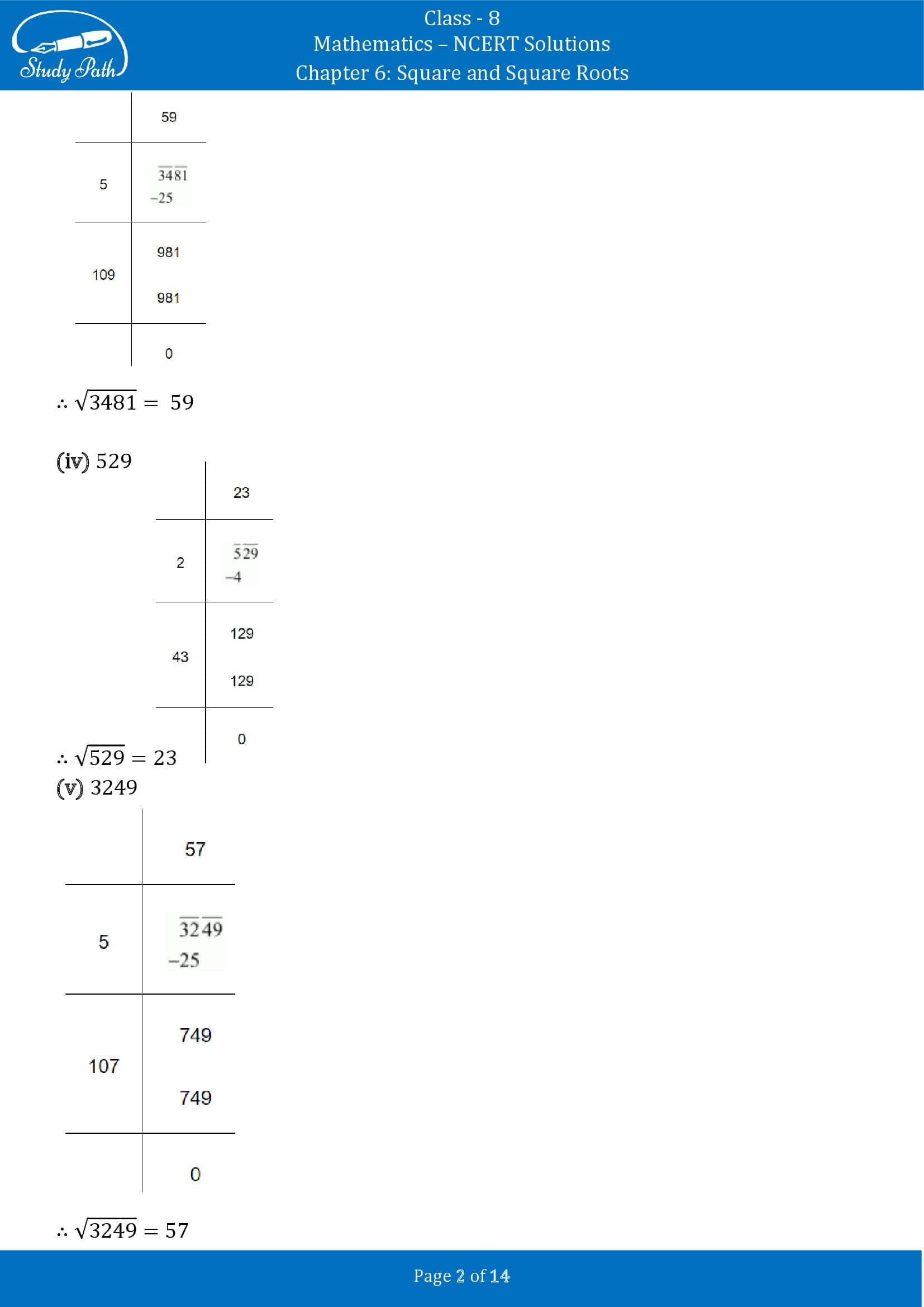 NCERT Solutions for Class 8 Maths Chapter 6 Square and Square Roots Exercise 6.4 00002