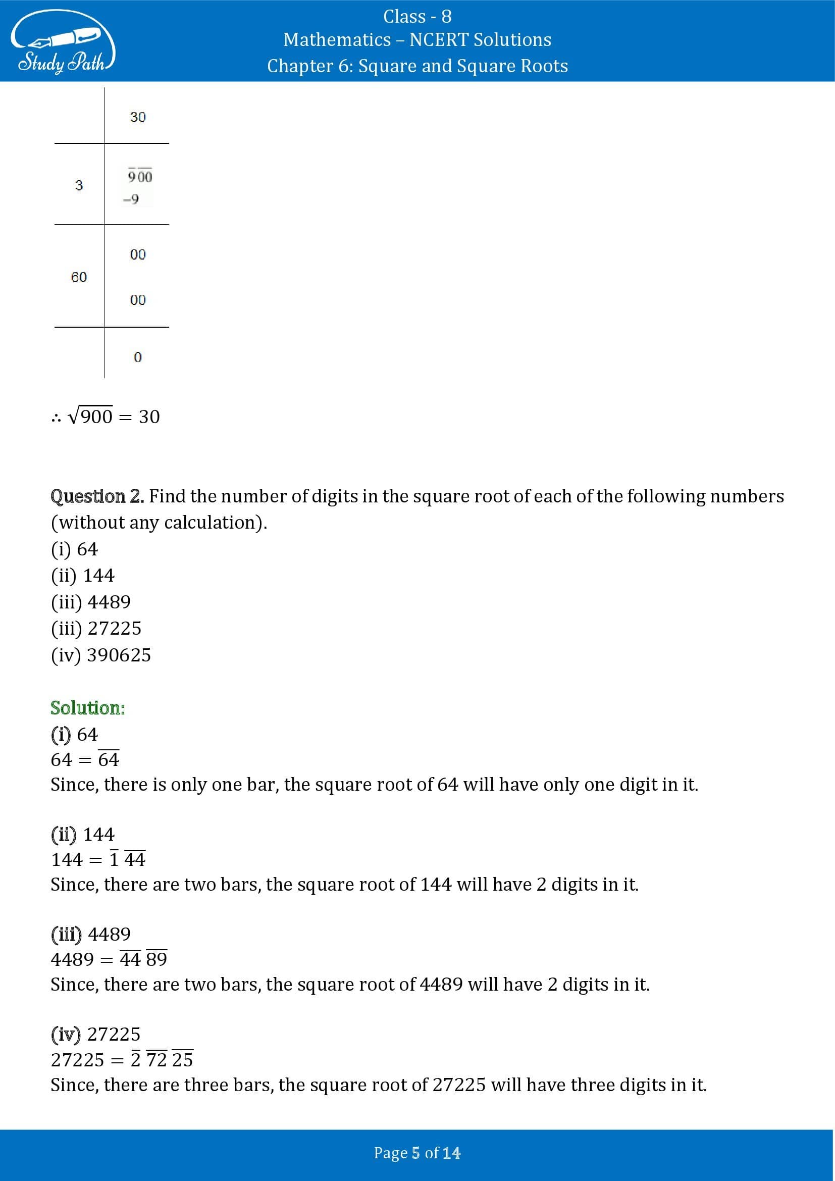 NCERT Solutions for Class 8 Maths Chapter 6 Square and Square Roots Exercise 6.4 00005
