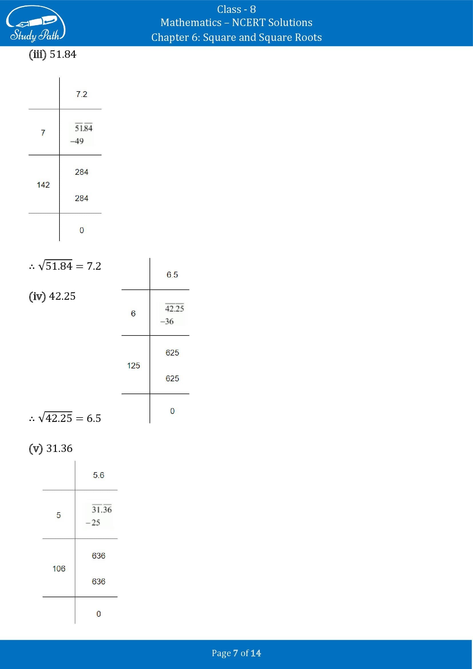 NCERT Solutions for Class 8 Maths Chapter 6 Square and Square Roots Exercise 6.4 00007