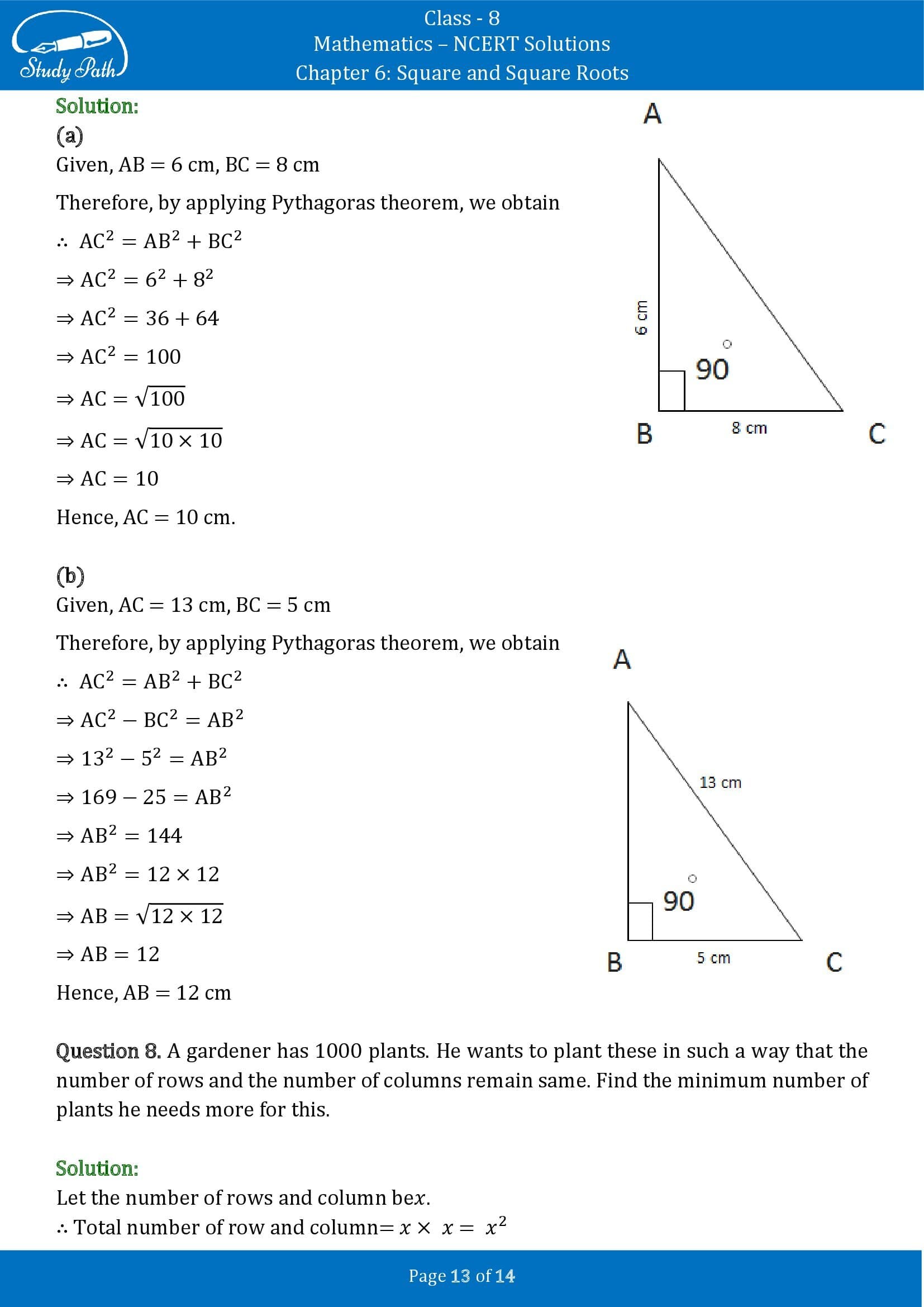 NCERT Solutions for Class 8 Maths Chapter 6 Square and Square Roots Exercise 6.4 00013
