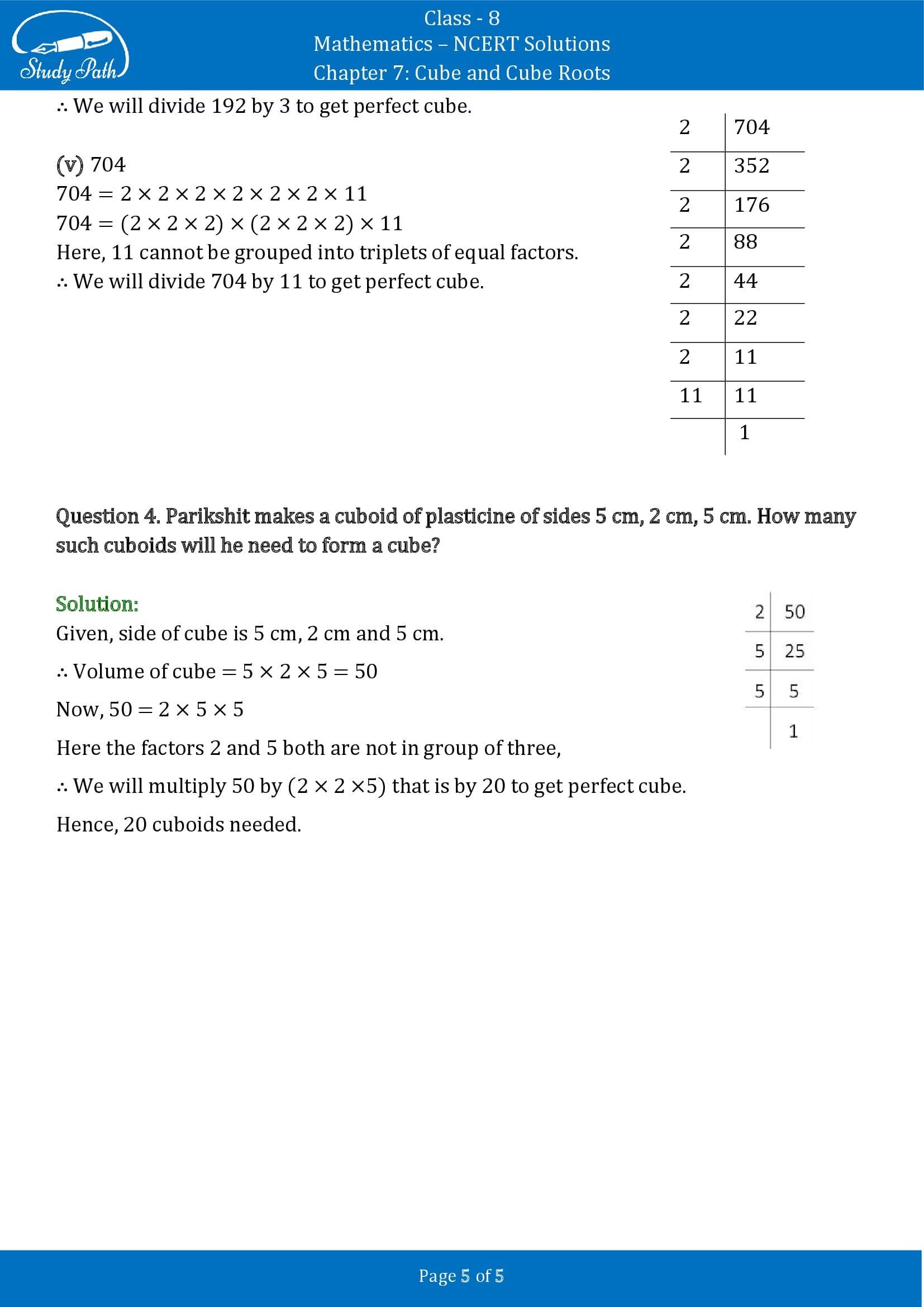 NCERT Solutions for Class 8 Maths Chapter 7 Cube and Cube Roots Exercise 7.1 00005