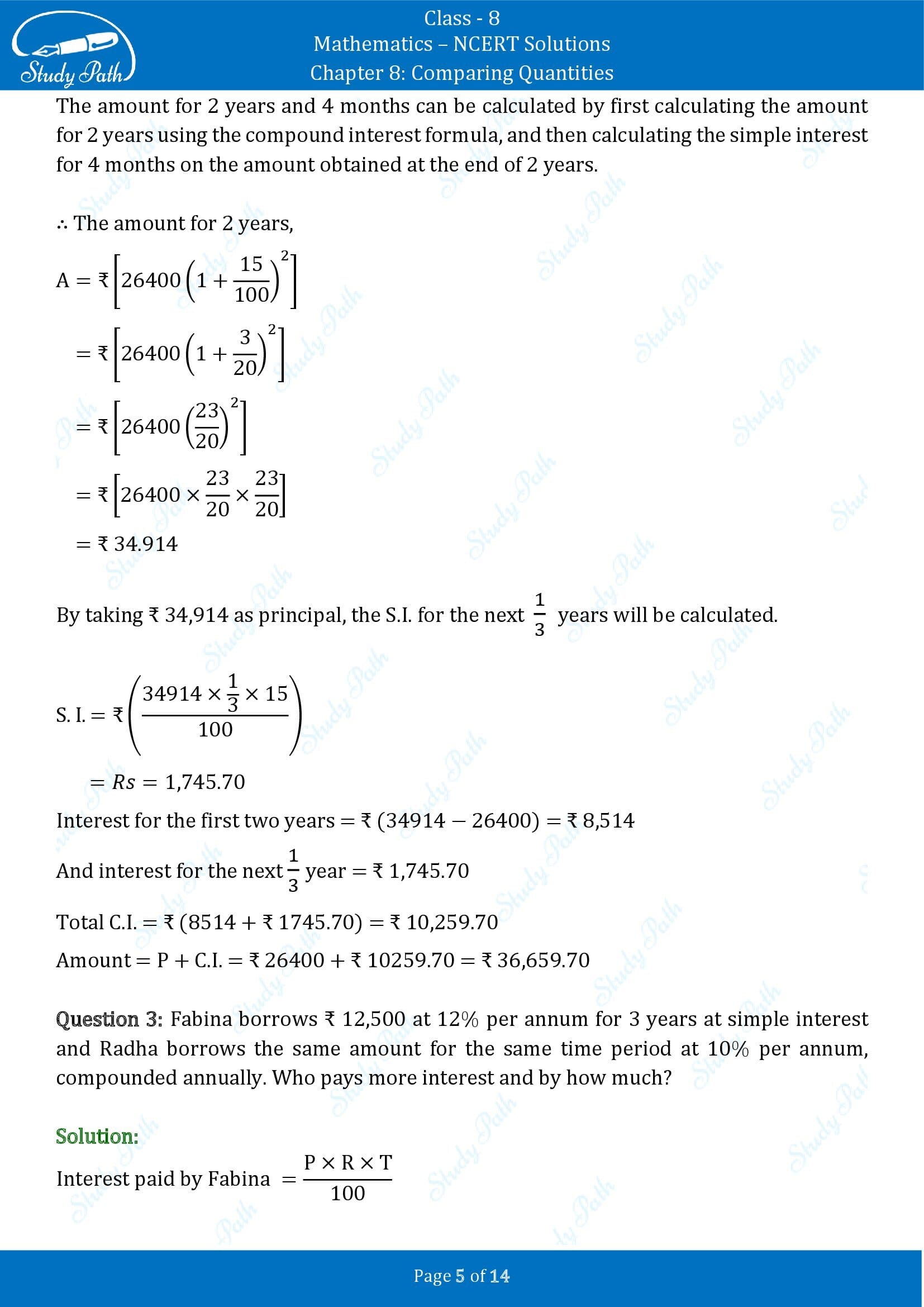 NCERT Solutions for Class 8 Maths Chapter 8 Comparing Quantities Exercise 8.3 00005