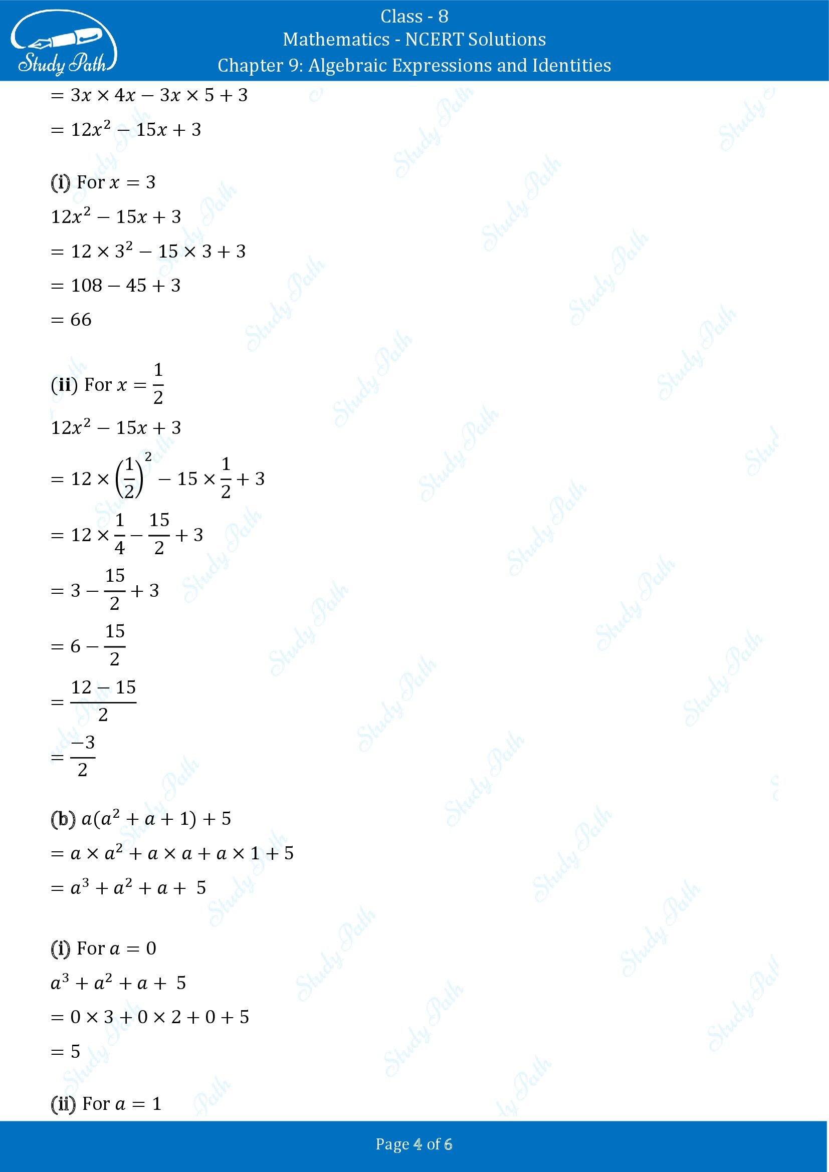 NCERT Solutions for Class 8 Maths Chapter 9 Algebraic Expressions and Identities Exercise 9.3 00004