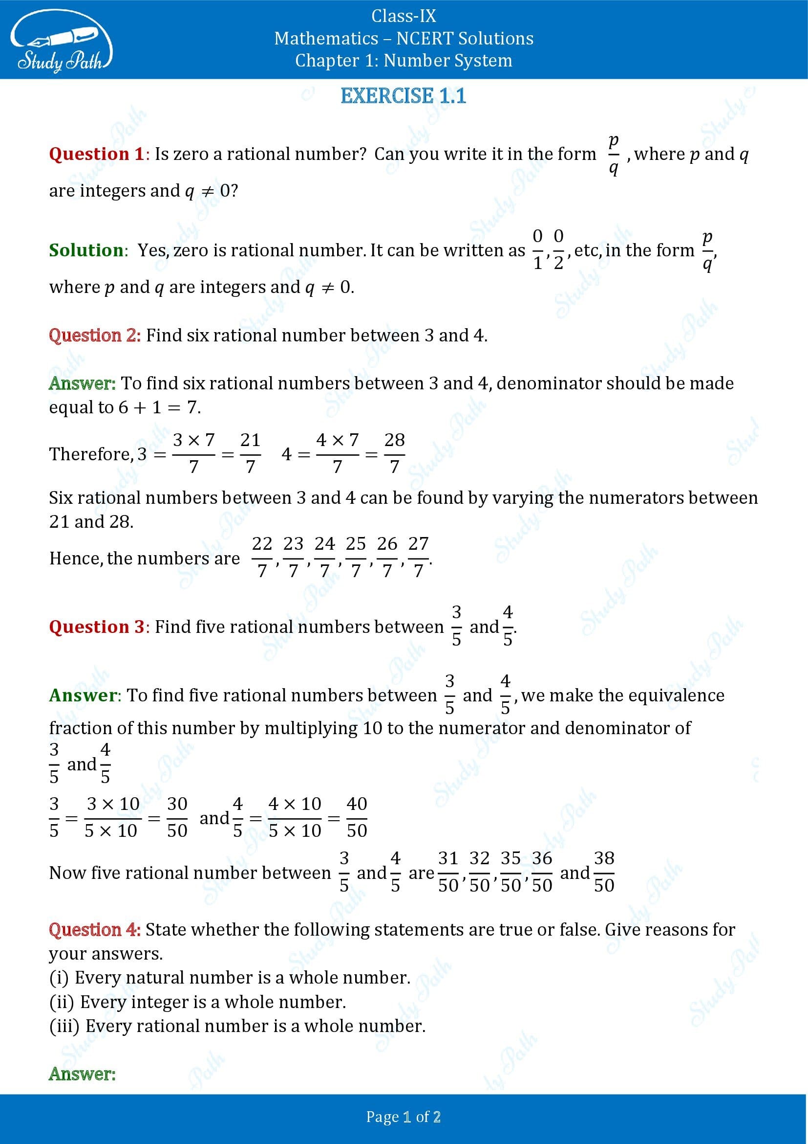 number system class 9 assignment