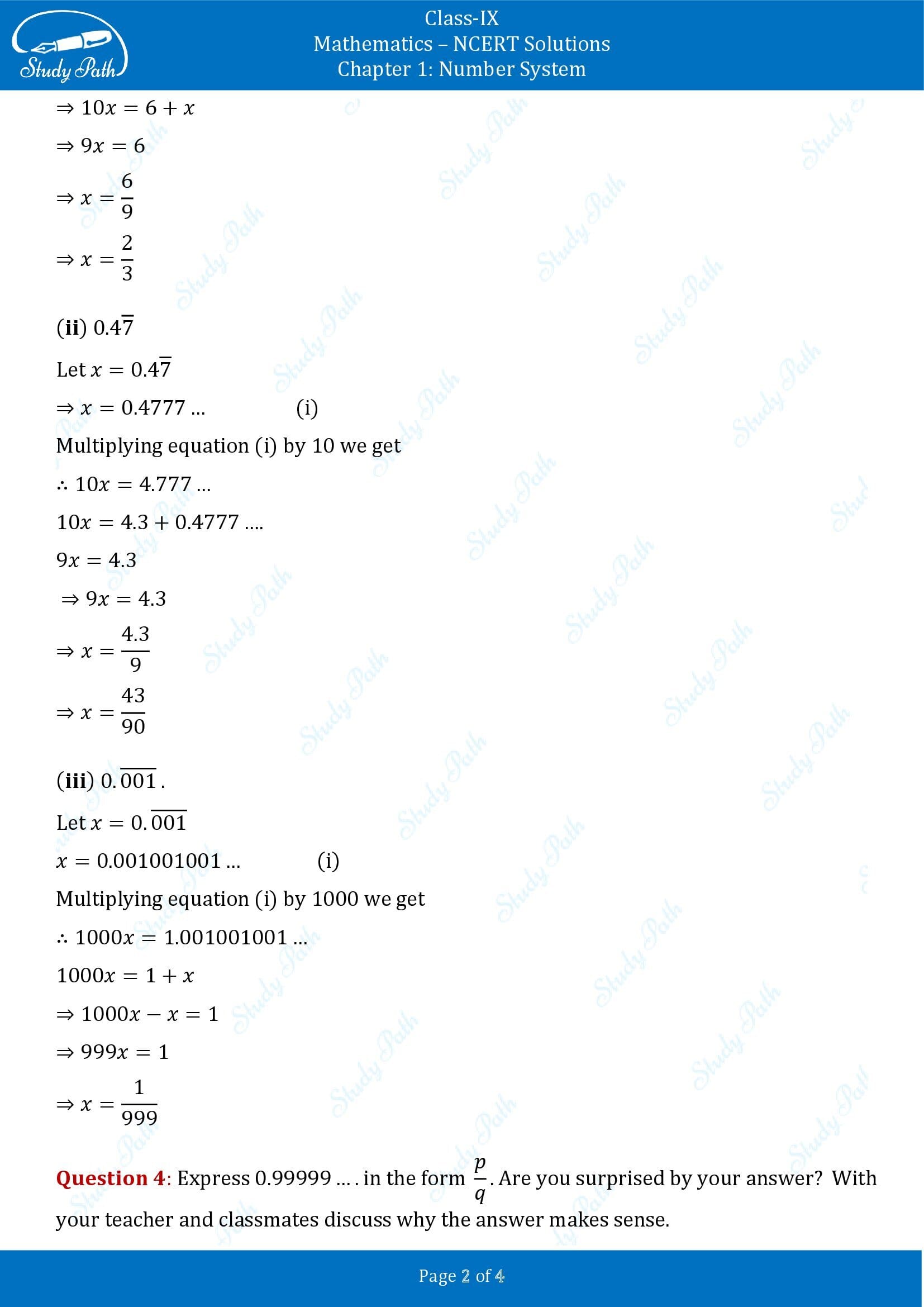 NCERT Solutions for Class 9 Maths Chapter 1 Number System Exercise 1.3 00002