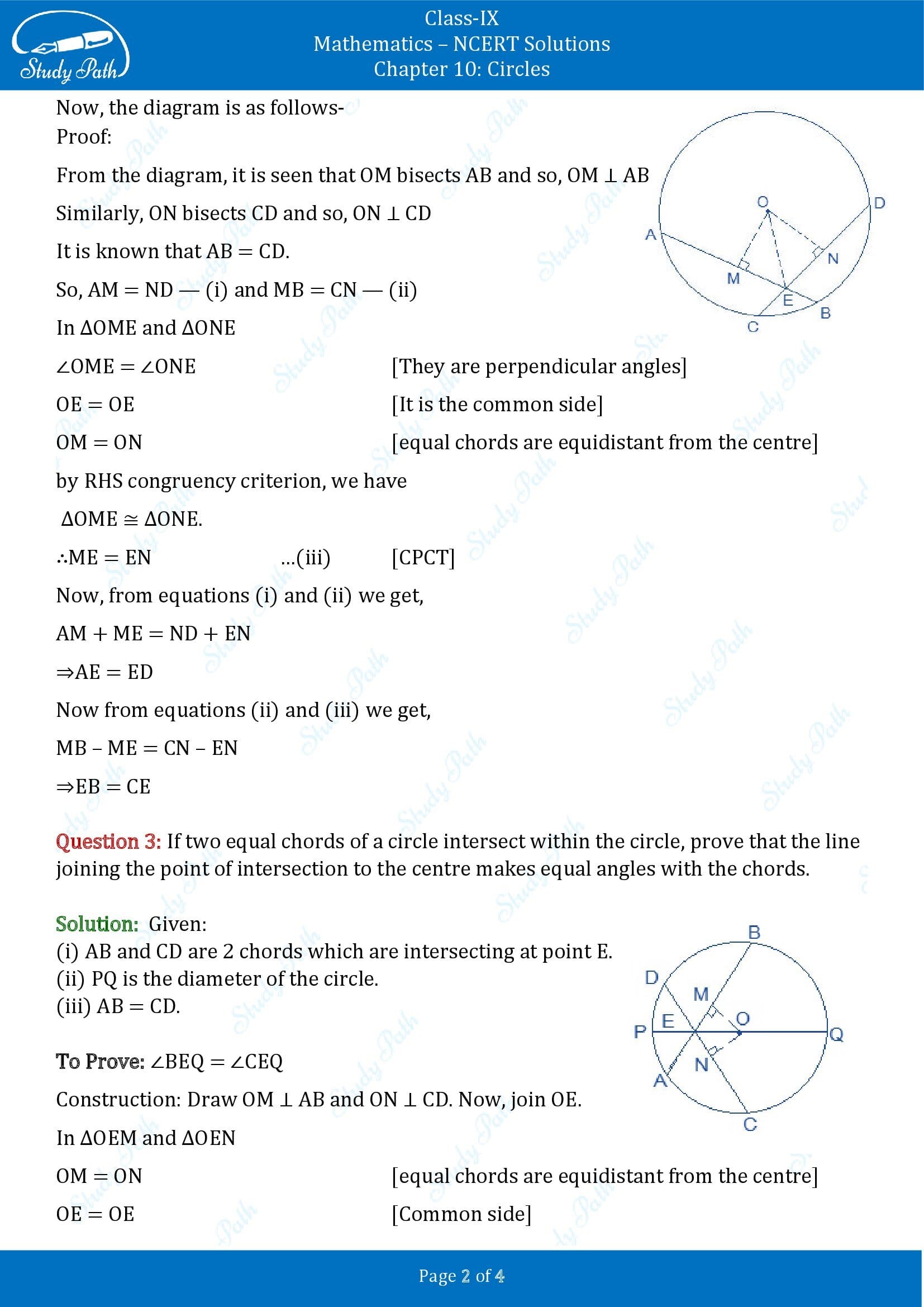 NCERT Solutions for Class 9 Maths Chapter 10 Circles Exercise 10.4 00002