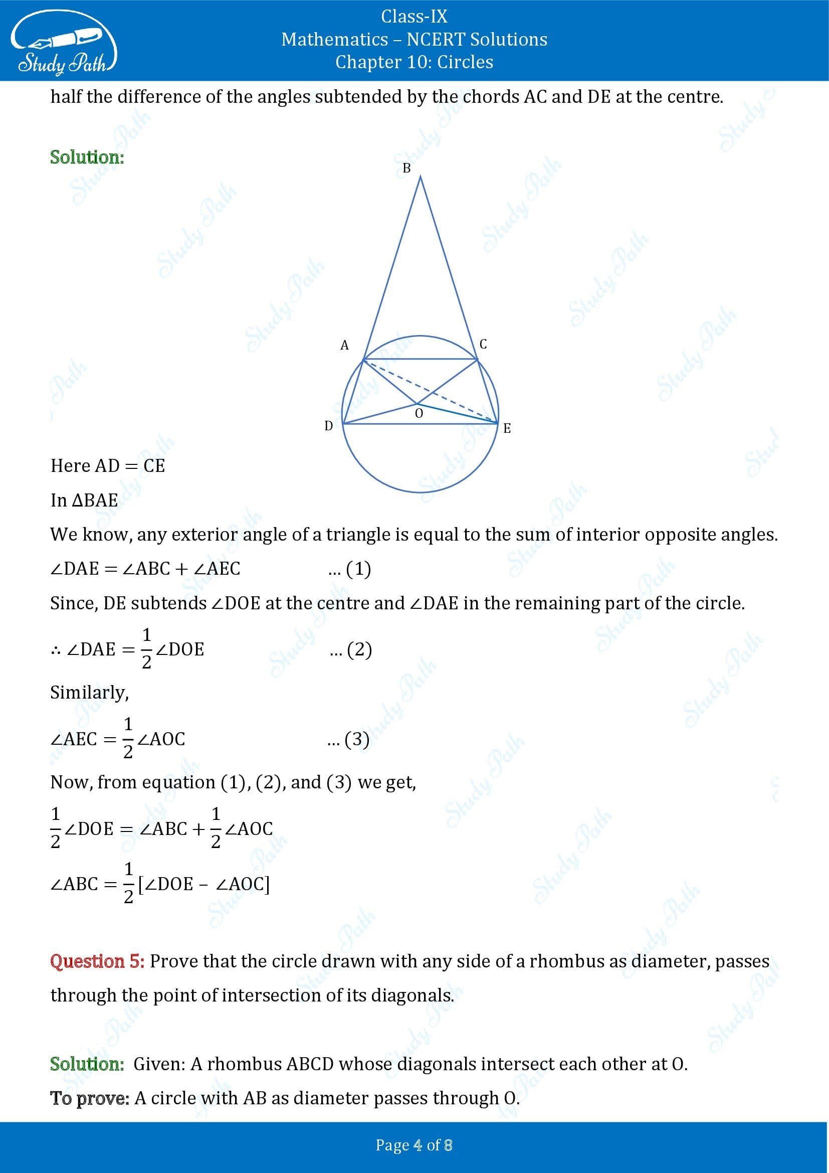 NCERT Solutions for Class 9 Maths Chapter 10 Circles Exercise 10.6 00004