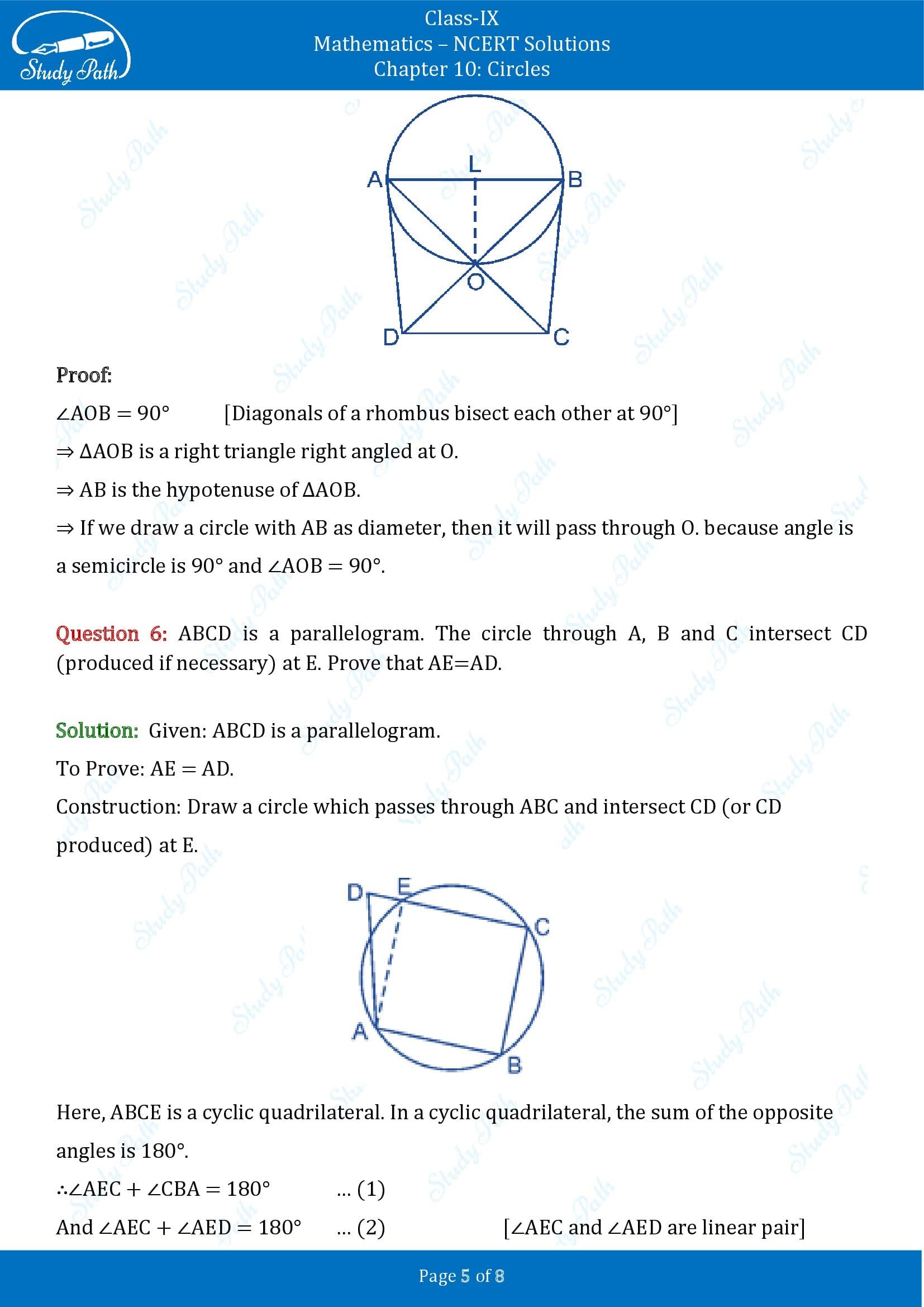 NCERT Solutions for Class 9 Maths Chapter 10 Circles Exercise 10.6 00005