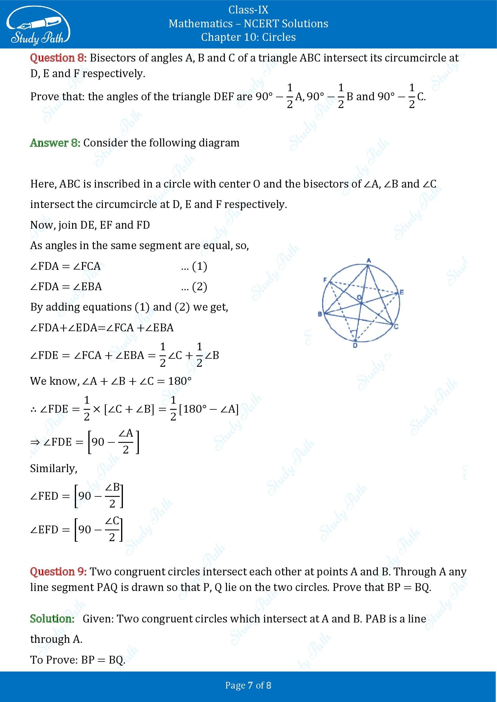 NCERT Solutions for Class 9 Maths Chapter 10 Circles Exercise 10.6 00007