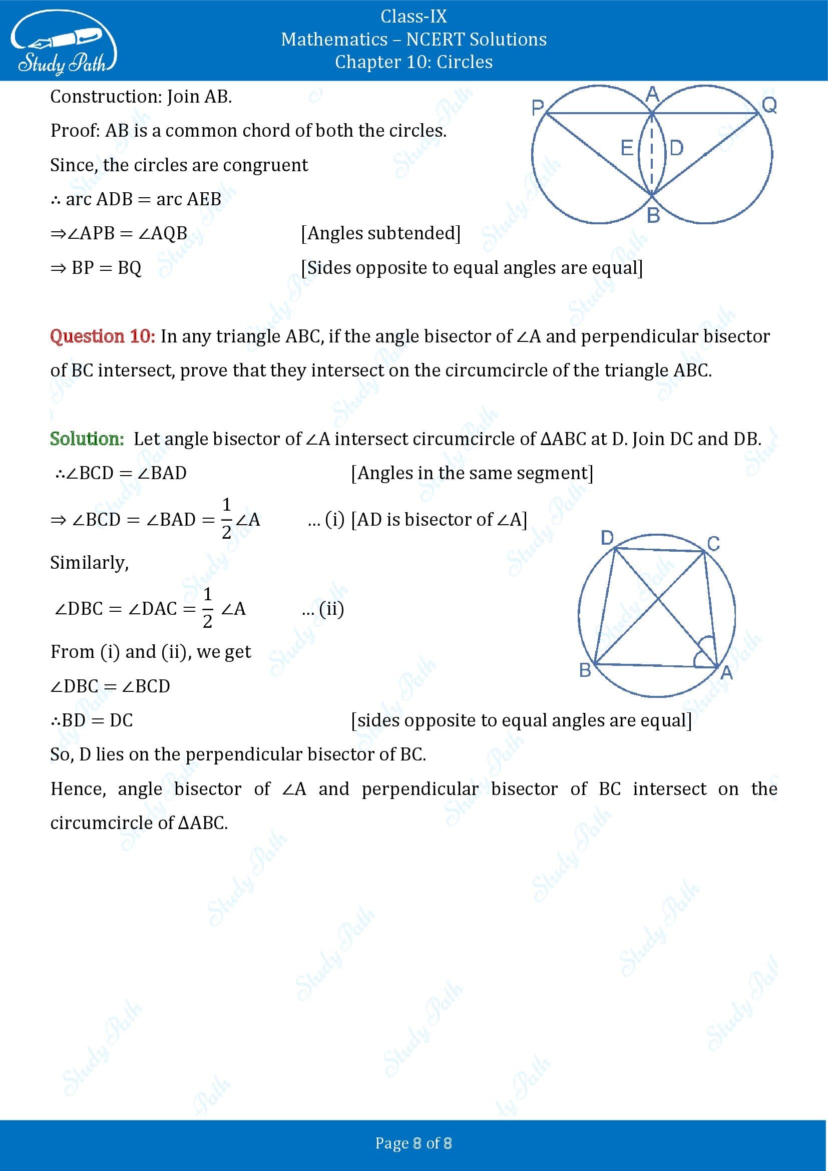 NCERT Solutions for Class 9 Maths Chapter 10 Circles Exercise 10.6 00008