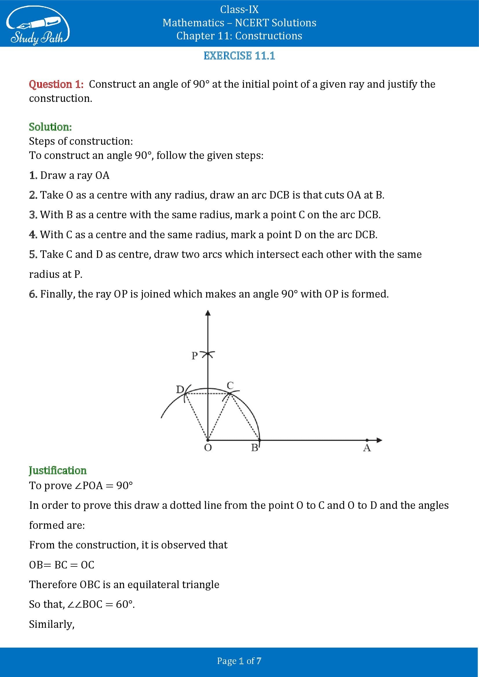 NCERT Solutions for Class 9 Maths Chapter 11 Constructions Exercise 11.1 00001