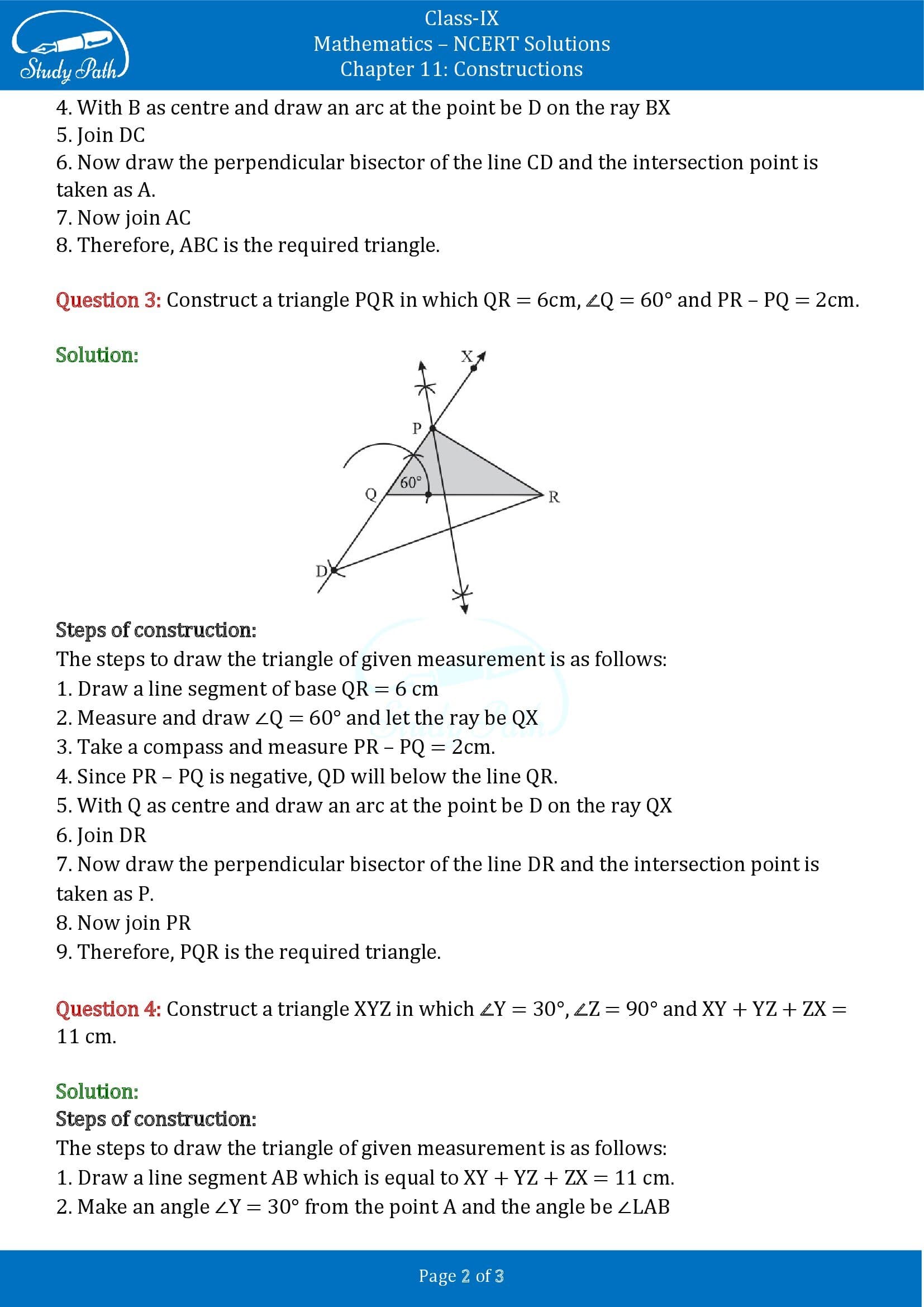 NCERT Solutions for Class 9 Maths Chapter 11 Constructions Exercise 11.2 00002
