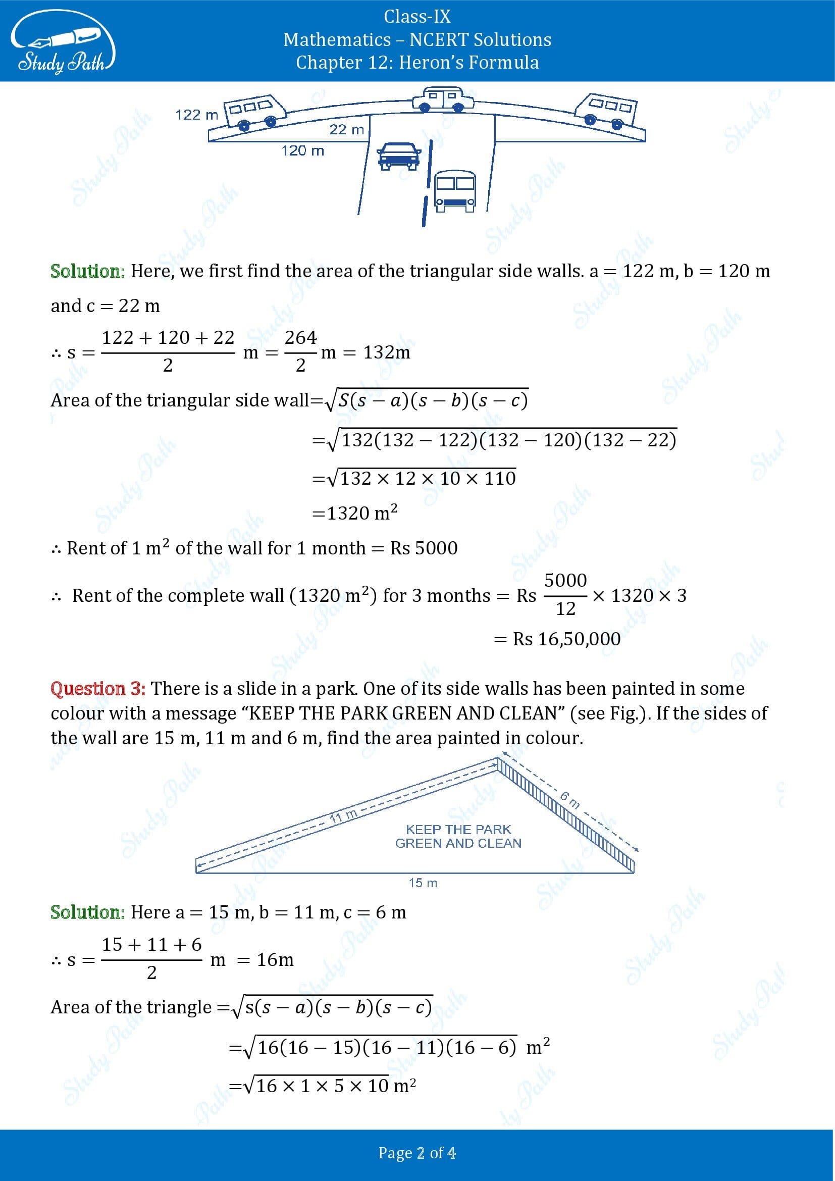 NCERT Solutions for Class 9 Maths Chapter 12 Herons Formula Exercise 12.1 00002