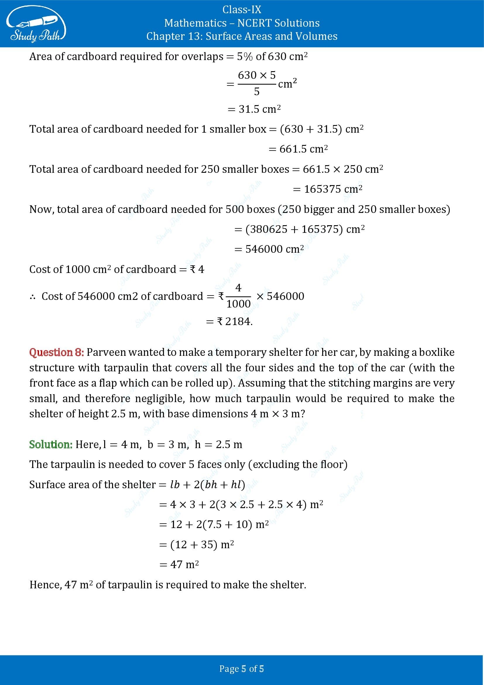 NCERT Solutions for Class 9 Maths Chapter 13 Surface Areas and Volumes Exercise 13.1 00005