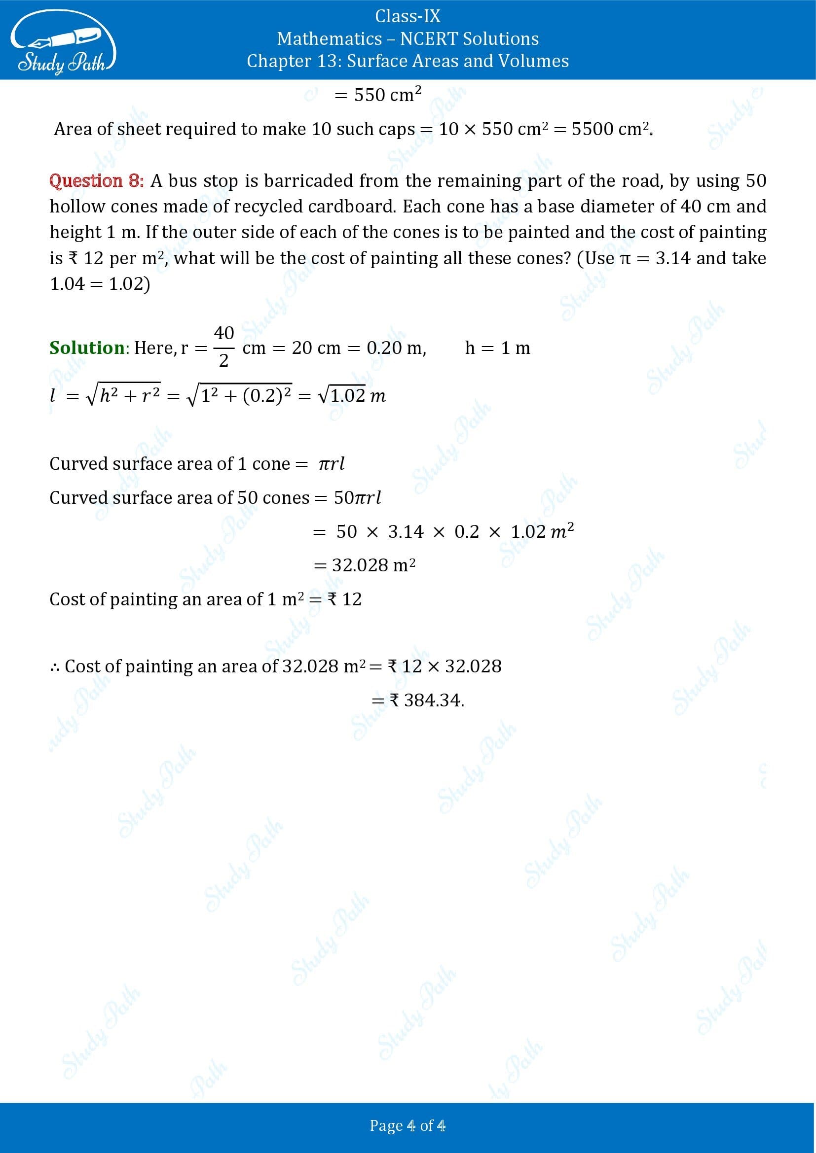 NCERT Solutions for Class 9 Maths Chapter 13 Surface Areas and Volumes Exercise 13.3 00004