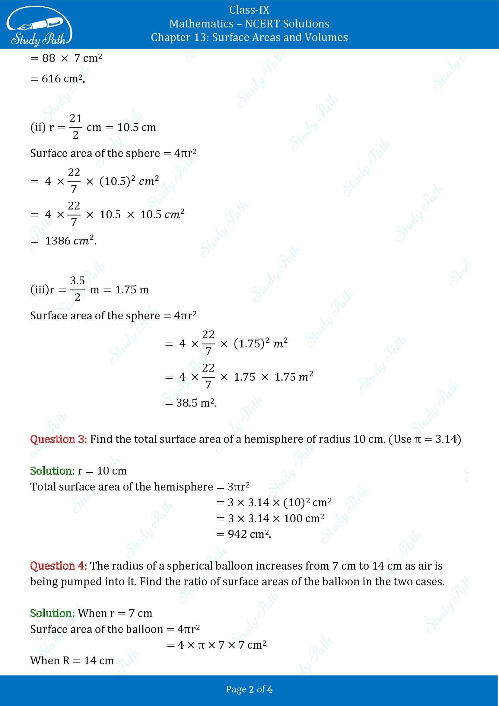 NCERT Solutions for Class 9 Maths Chapter 13 Surface Areas and Volumes Exercise 13.4 00002