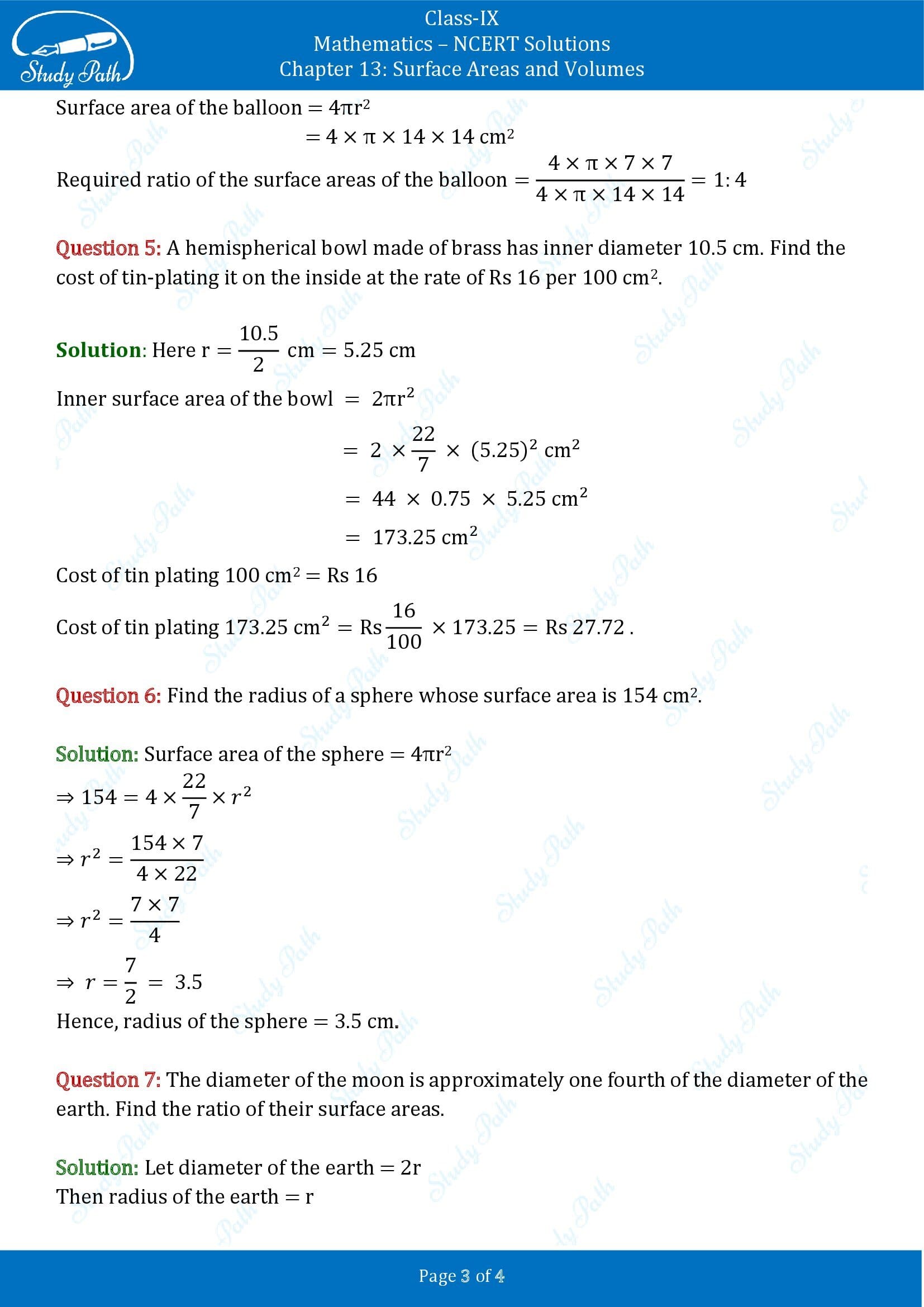 NCERT Solutions for Class 9 Maths Chapter 13 Surface Areas and Volumes Exercise 13.4 00003