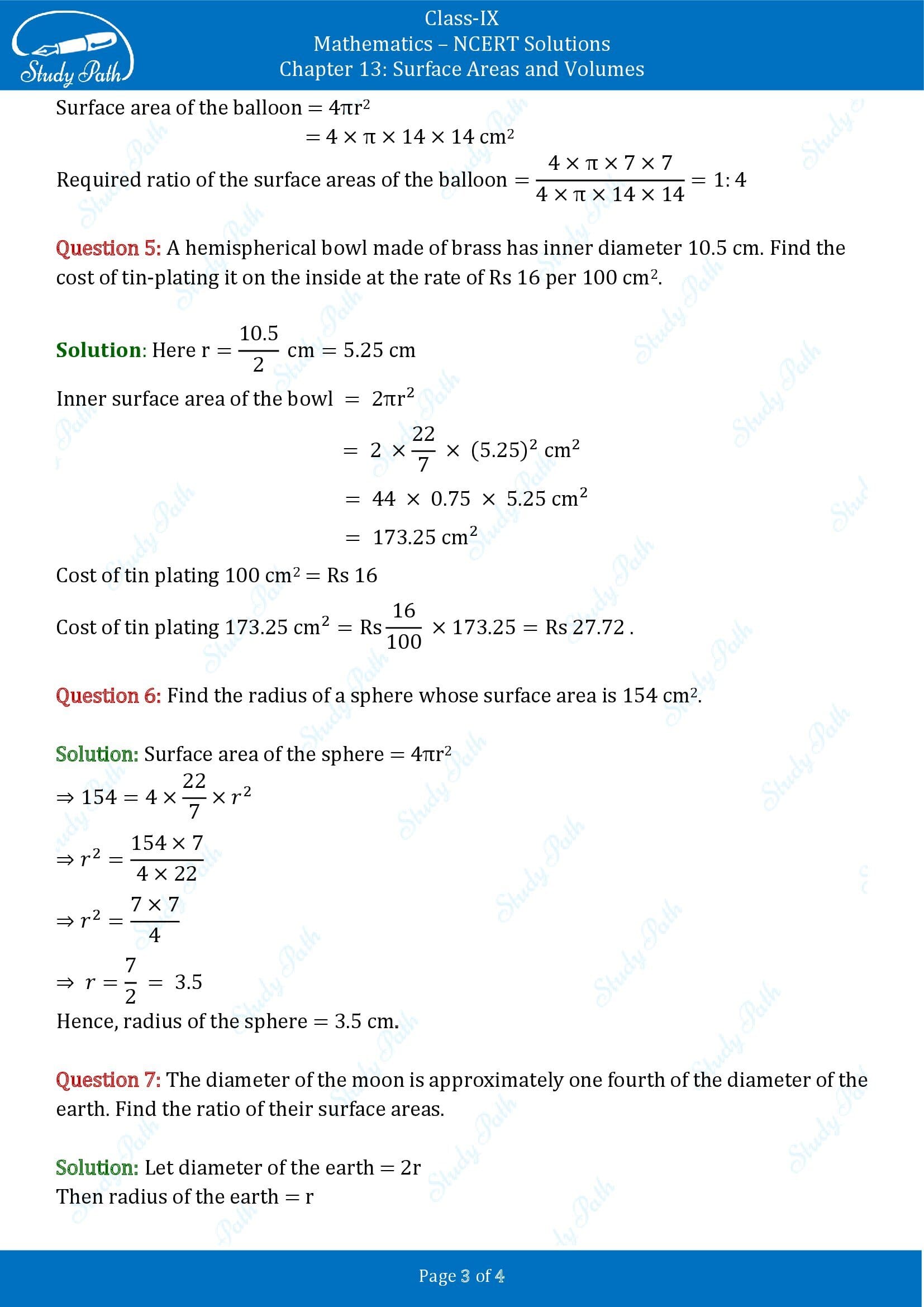 NCERT Solutions for Class 9 Maths Chapter 13 Surface Areas and Volumes Exercise 13.4 00003
