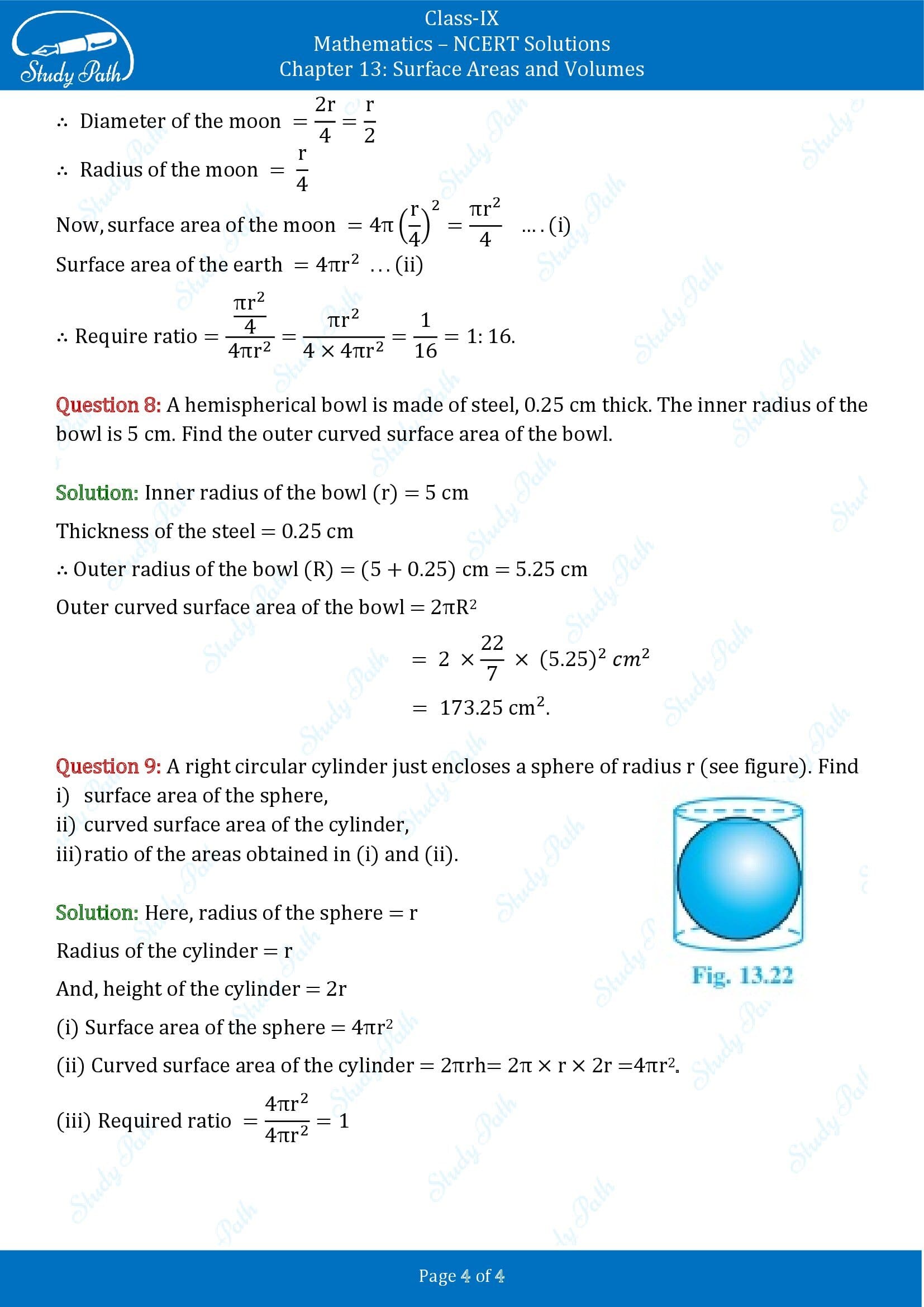 NCERT Solutions for Class 9 Maths Chapter 13 Surface Areas and Volumes Exercise 13.4 00004