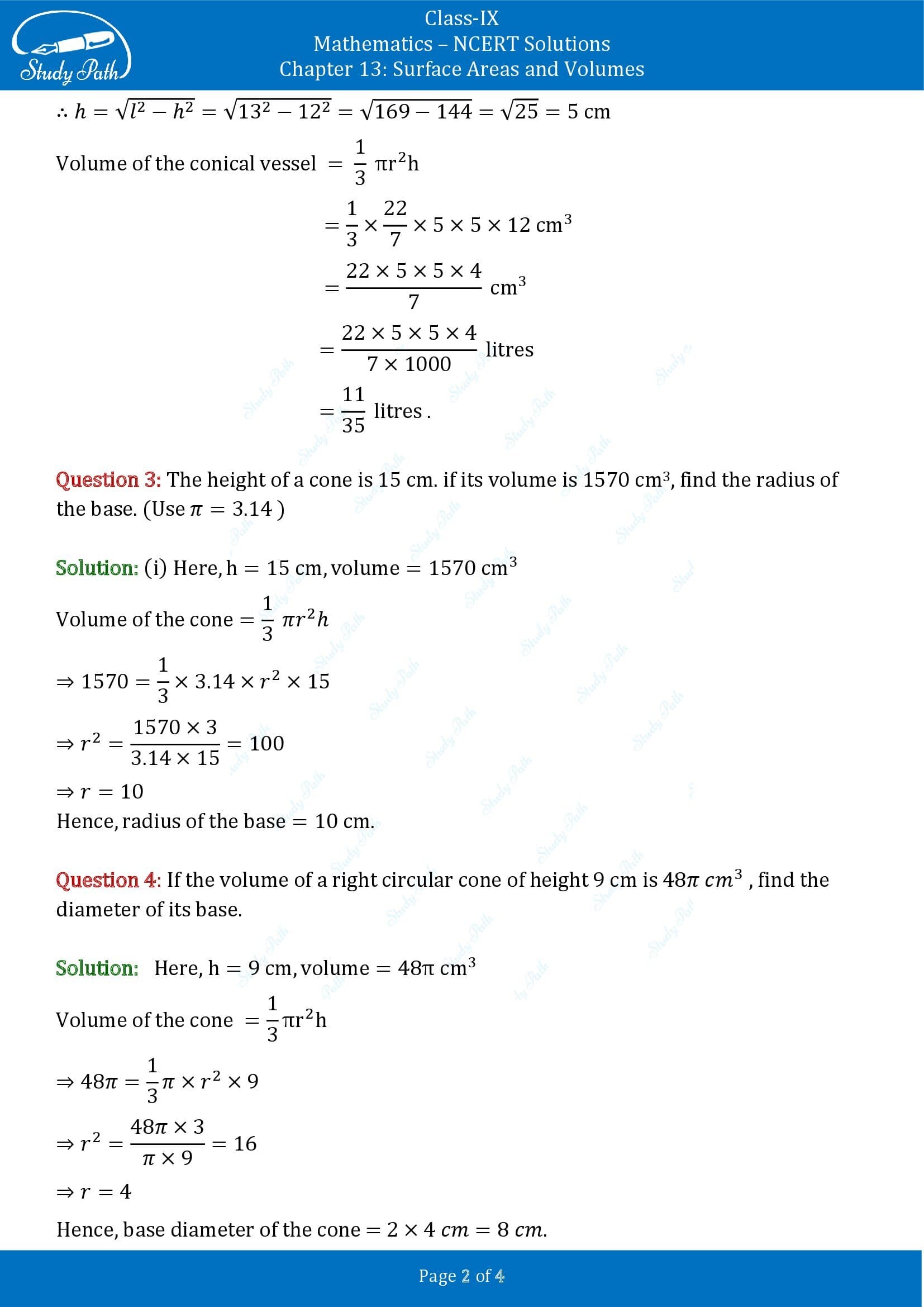 NCERT Solutions for Class 9 Maths Chapter 13 Surface Areas and Volumes Exercise 13.7 00002