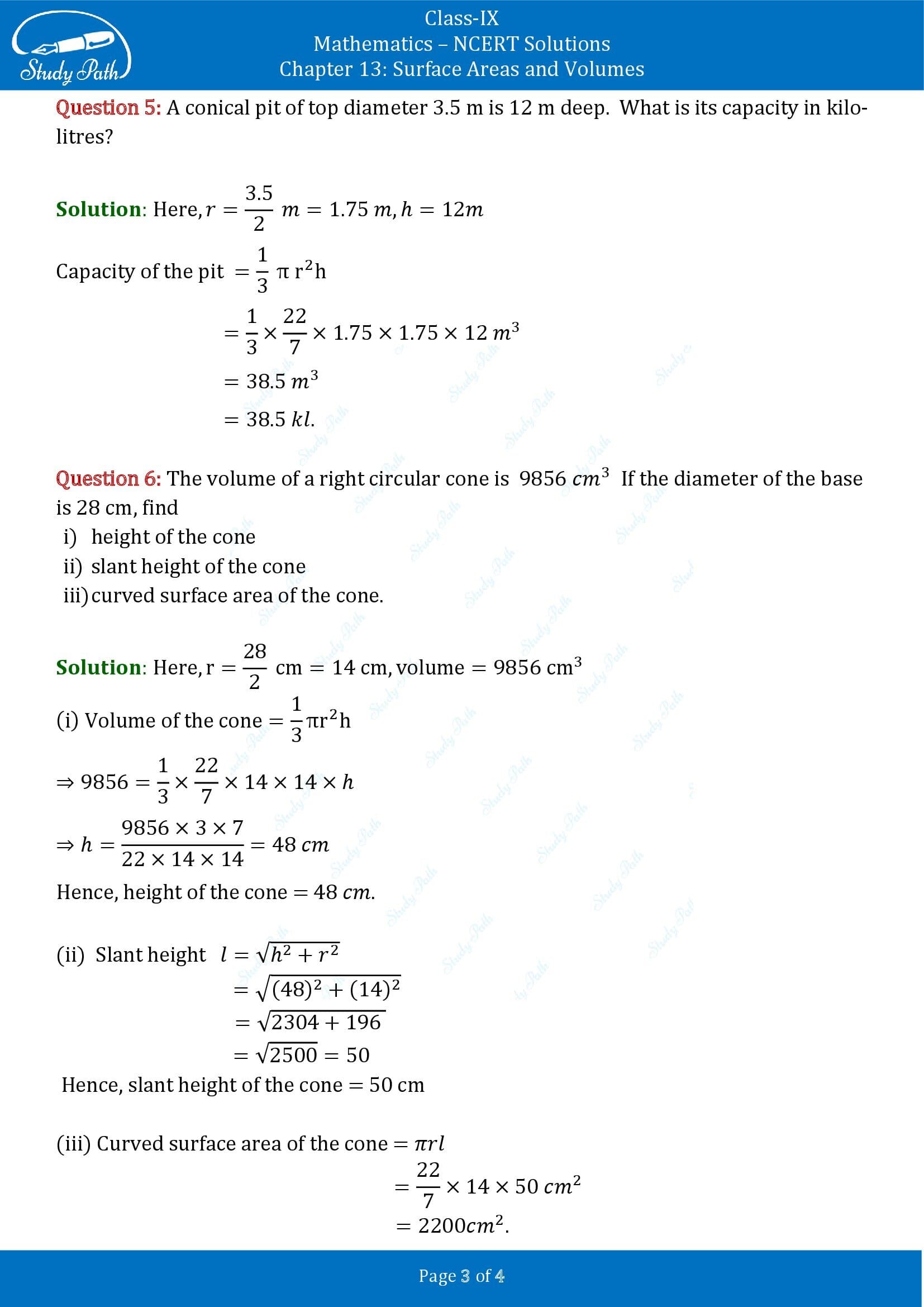 NCERT Solutions for Class 9 Maths Chapter 13 Surface Areas and Volumes Exercise 13.7 00003
