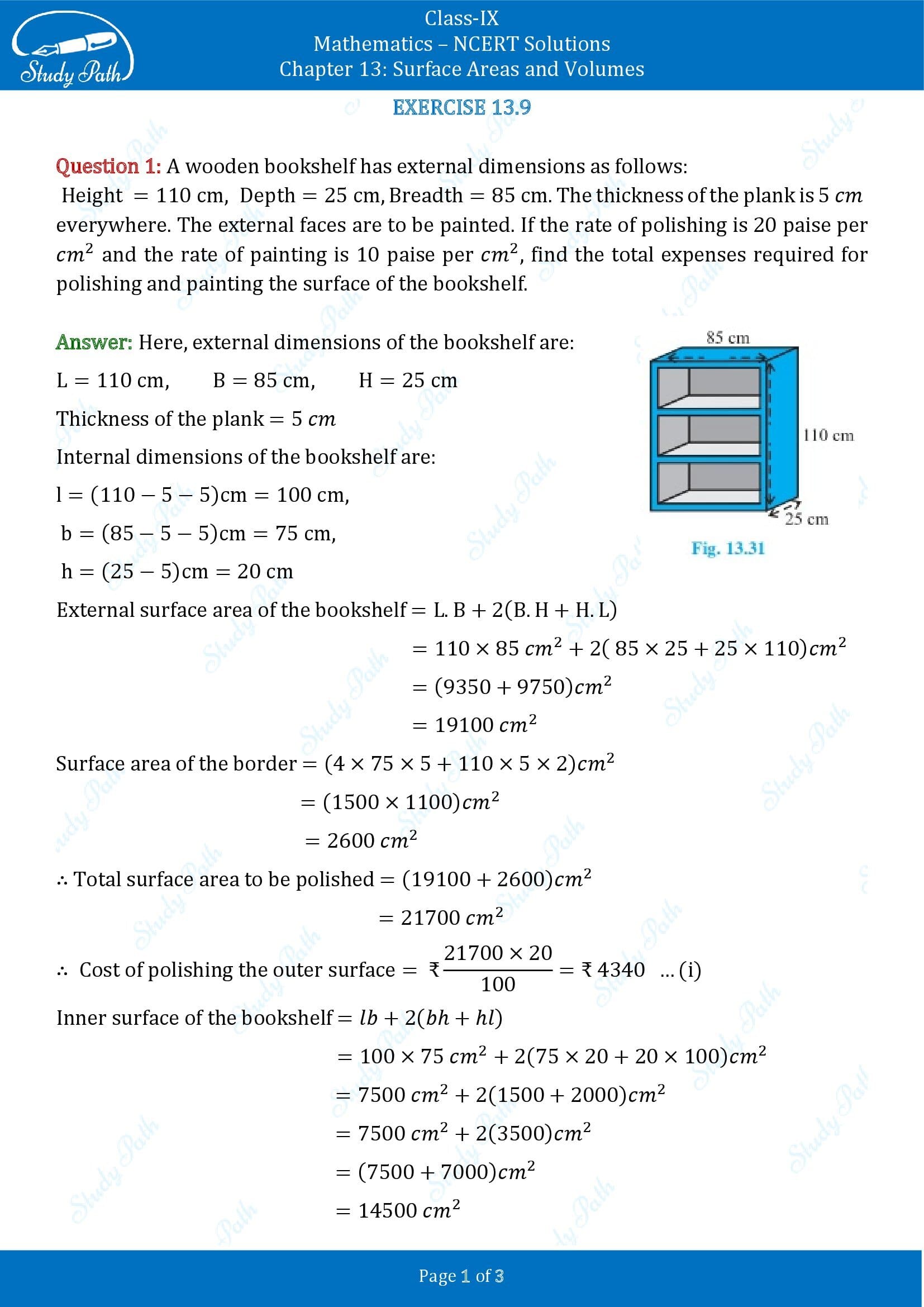NCERT Solutions for Class 9 Maths Chapter 13 Surface Areas and Volumes Exercise 13.9 00001