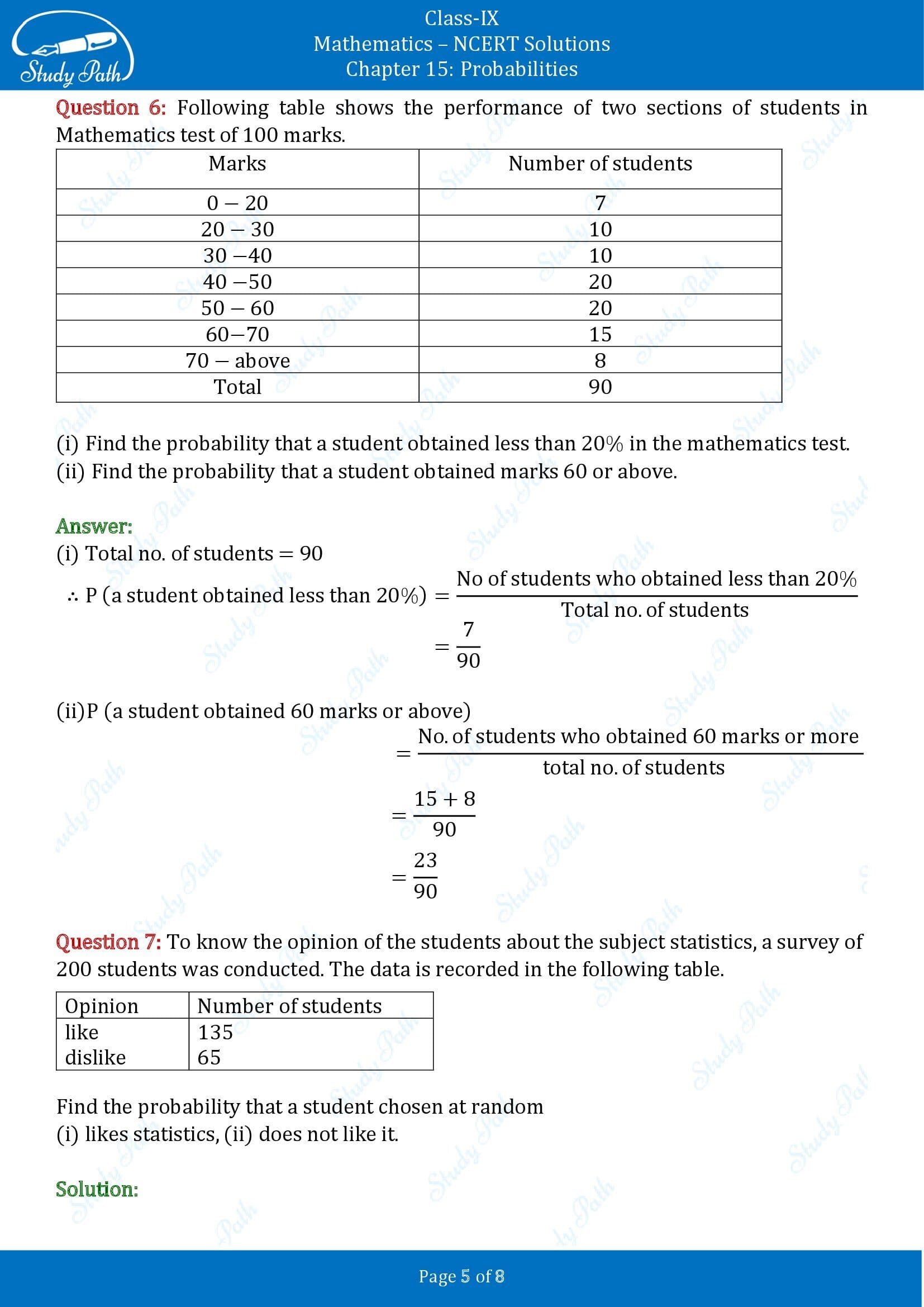 NCERT Solutions for Class 9 Maths Chapter 15 Probabilities 00005