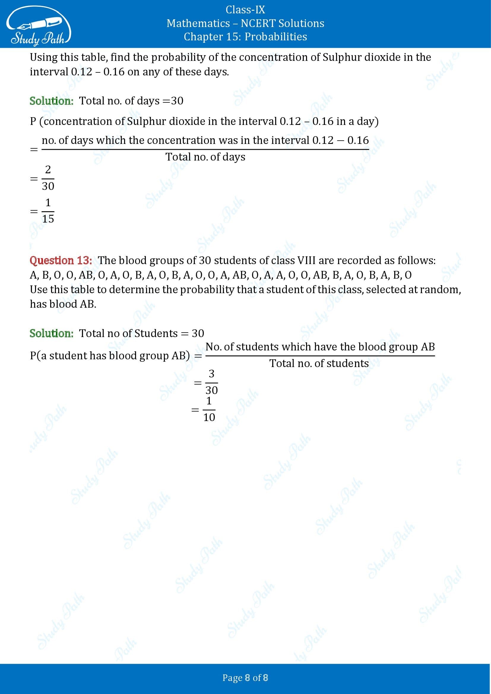 NCERT Solutions for Class 9 Maths Chapter 15 Probabilities 00008