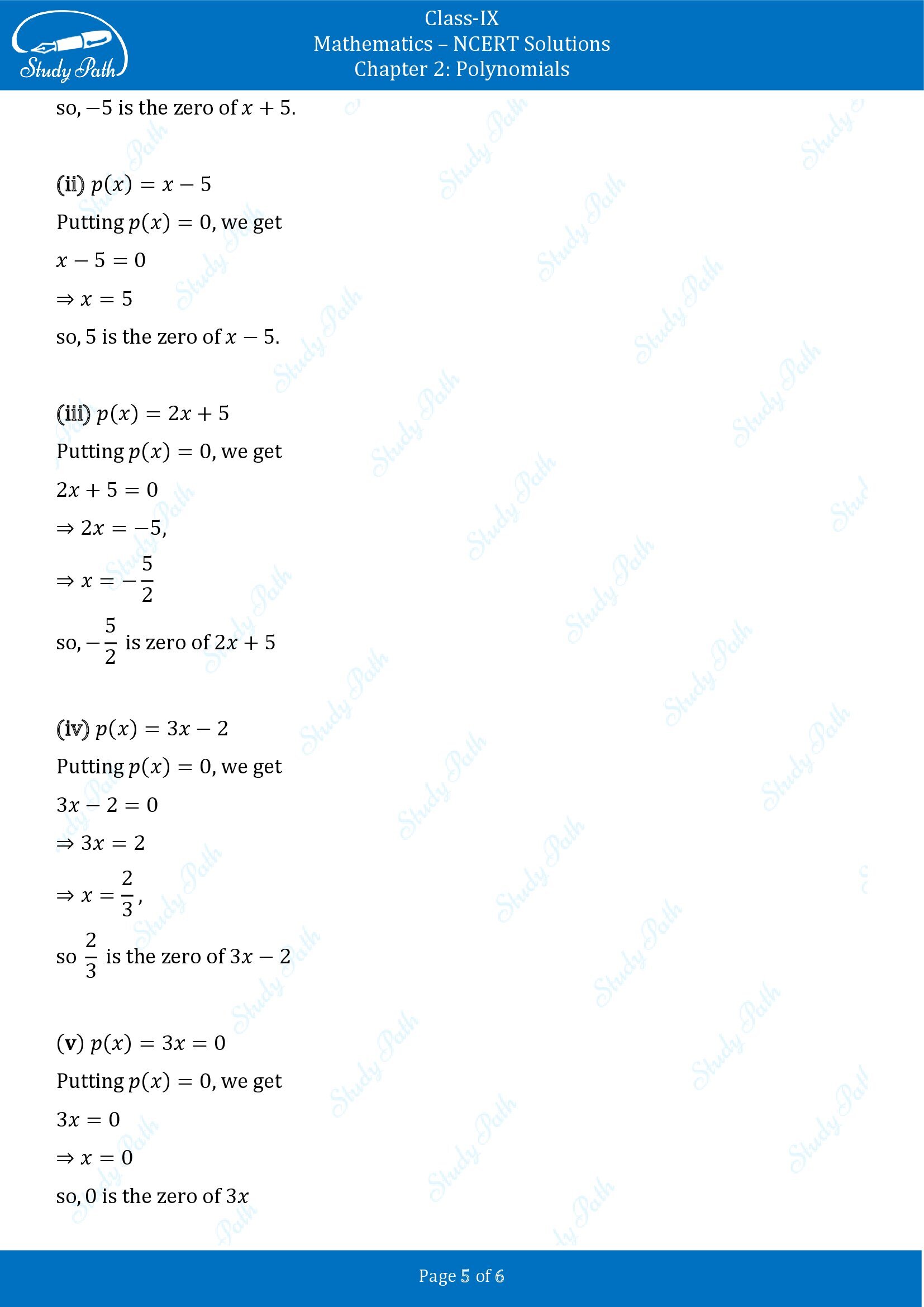NCERT Solutions for Class 9 Maths Chapter 2 Polynomials Exercise 2.2 00005