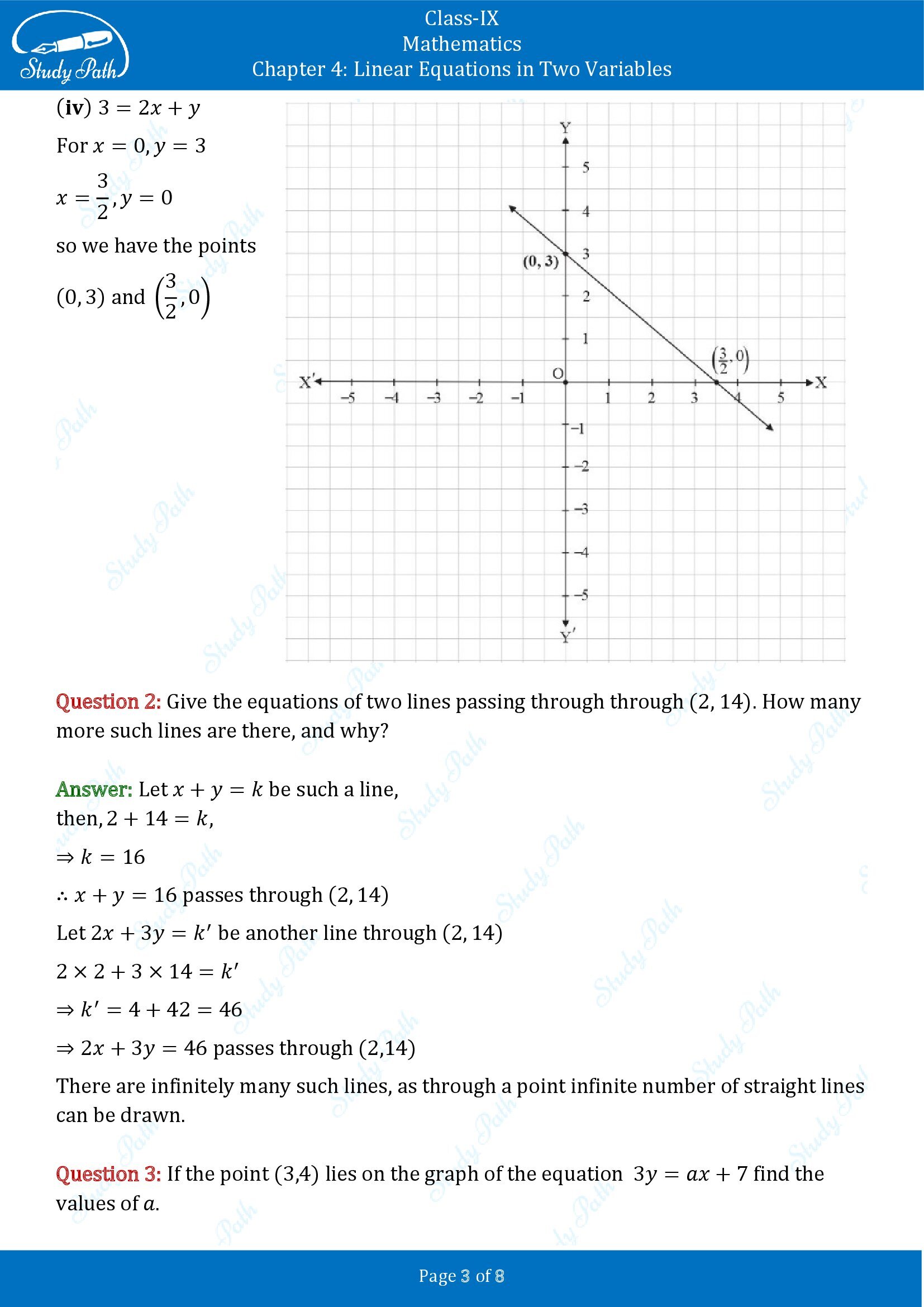 NCERT Solutions for Class 9 Maths Chapter 4 Linear Equations in Two Variables Exercise 4.3 00003