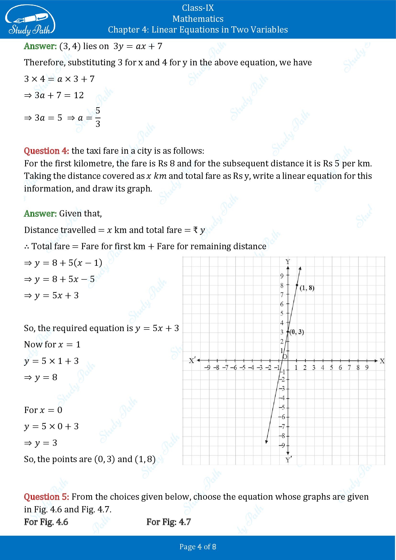 NCERT Solutions for Class 9 Maths Chapter 4 Linear Equations in Two Variables Exercise 4.3 00004